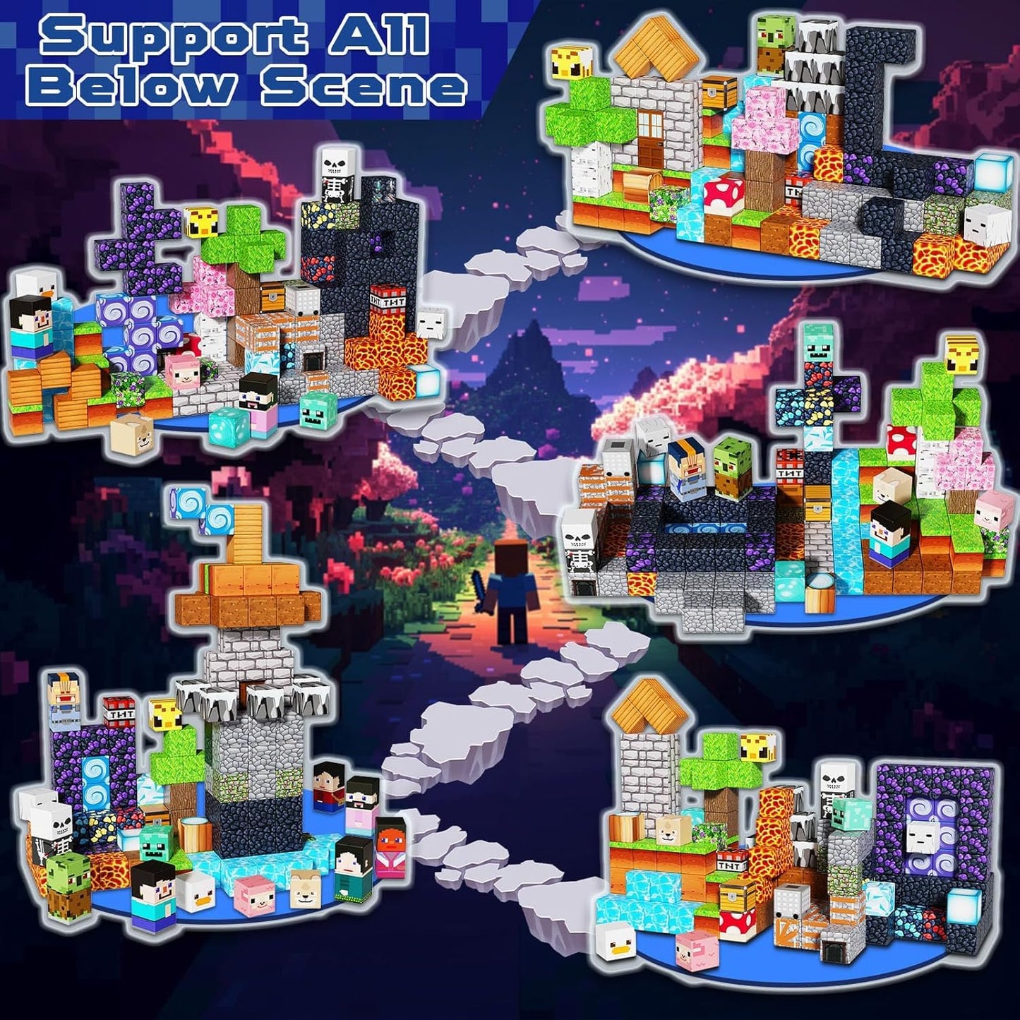 Magnetic Blocks - 150PCS Magnetic Building Blocks Cubes Adventurer, Magnet Toys for Kids Age 3+, Toy Building Set for Kids, Magnets Stacking Construction Birthday Gifts for Boys Girls Age 4-8, 8-12