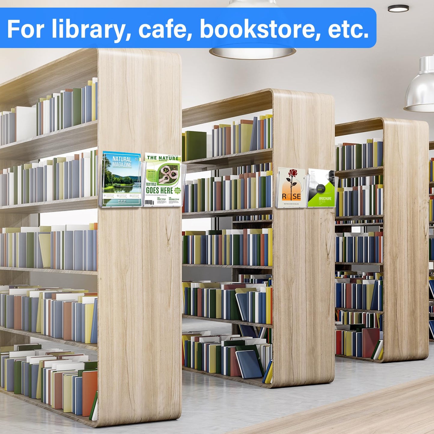 Ripeng 8 Pack Brochure Holder Wall Mount 6 x 9 Inch Clear Flyer Holder Magazine Pamphlet Display Stand Acrylic Wall Organizer Plastic Wall File Holder for Literature Mail Paper document Rack Display
