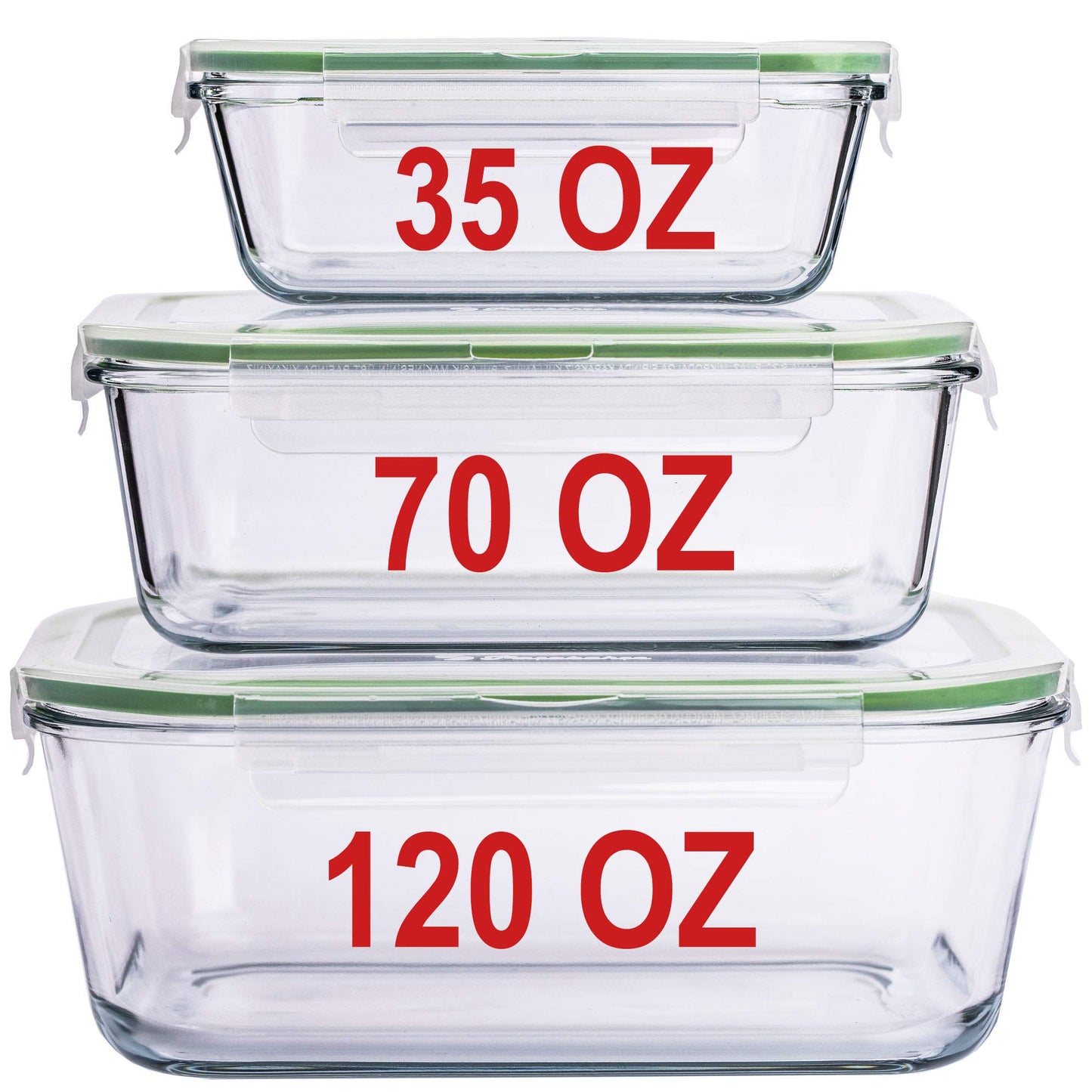 AGTRADE X-LARGE Glass Food Storage Containers with Lids Baking Dish Set Glass Storage Containers with Locking Lid Set 3-120 oz/70 oz/35 oz - Large Meal Prep Storing Serving Food Leakproof Ovensafe