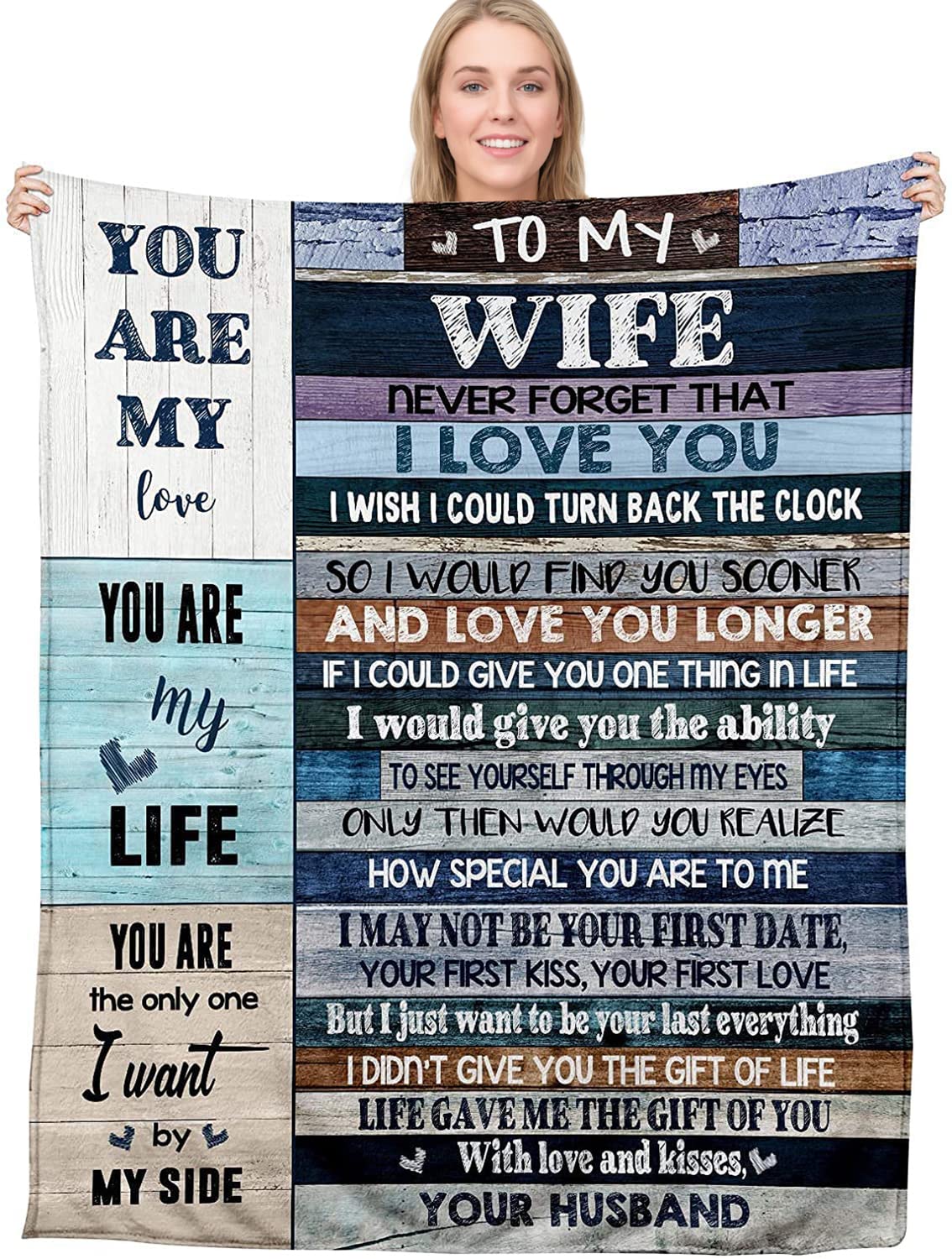 Anniversary Romantic Gift for Women, to My Wife Blanket from Husband, Wife Birthday Gift Ideas, Anniversary Wedding Gift for Her, Soft Flannel Throw Blanket for Couch Sofa Bed