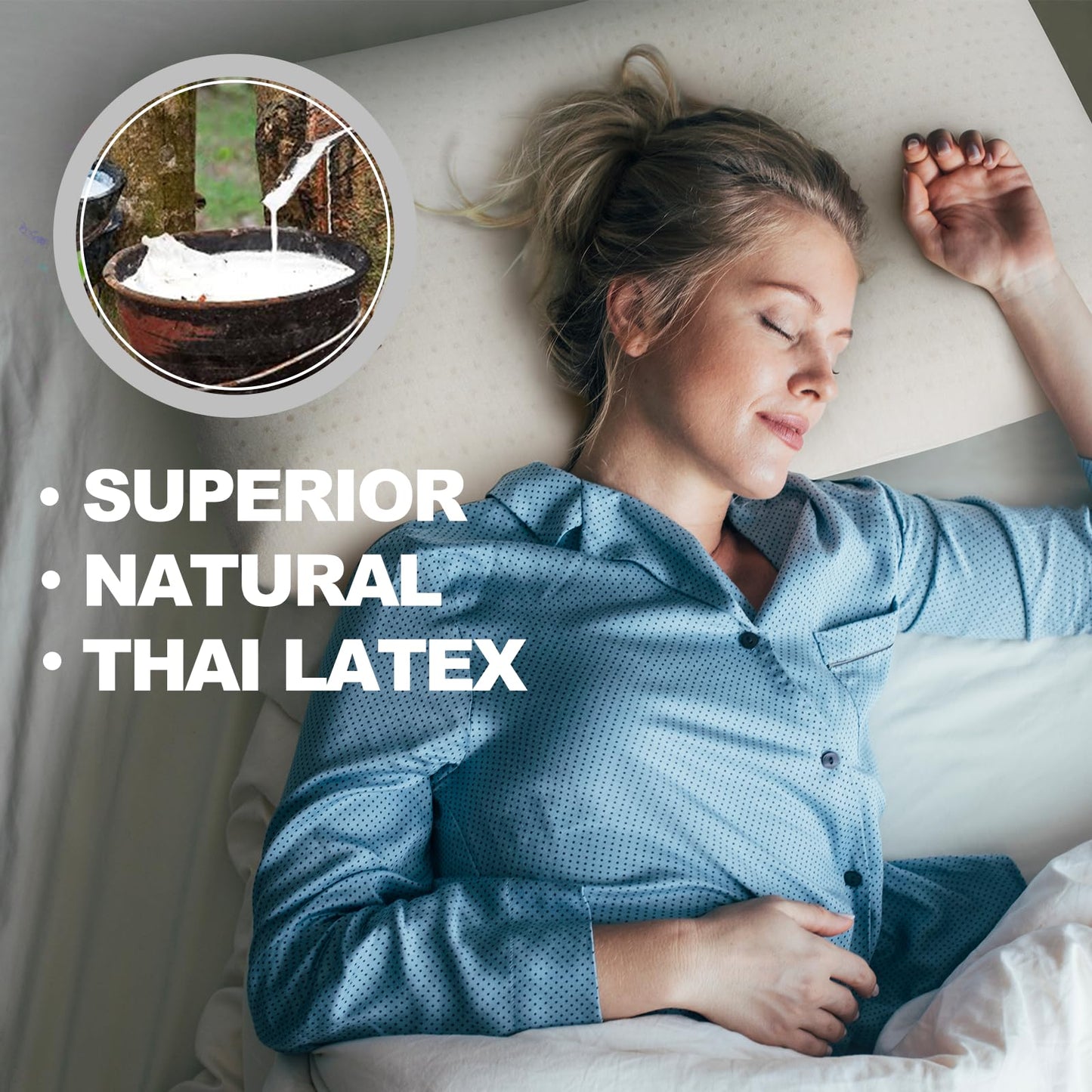 BIAMKTP 100% Talalay Latex Pillow, Luxury Queen Sleeping Bed Pillow for Side, Back, and Stomach Sleepers, Extra Soft Natural Latex Foam Pillow, Removable Breathable Cotton Cover (1, Queen (Mid Loft))