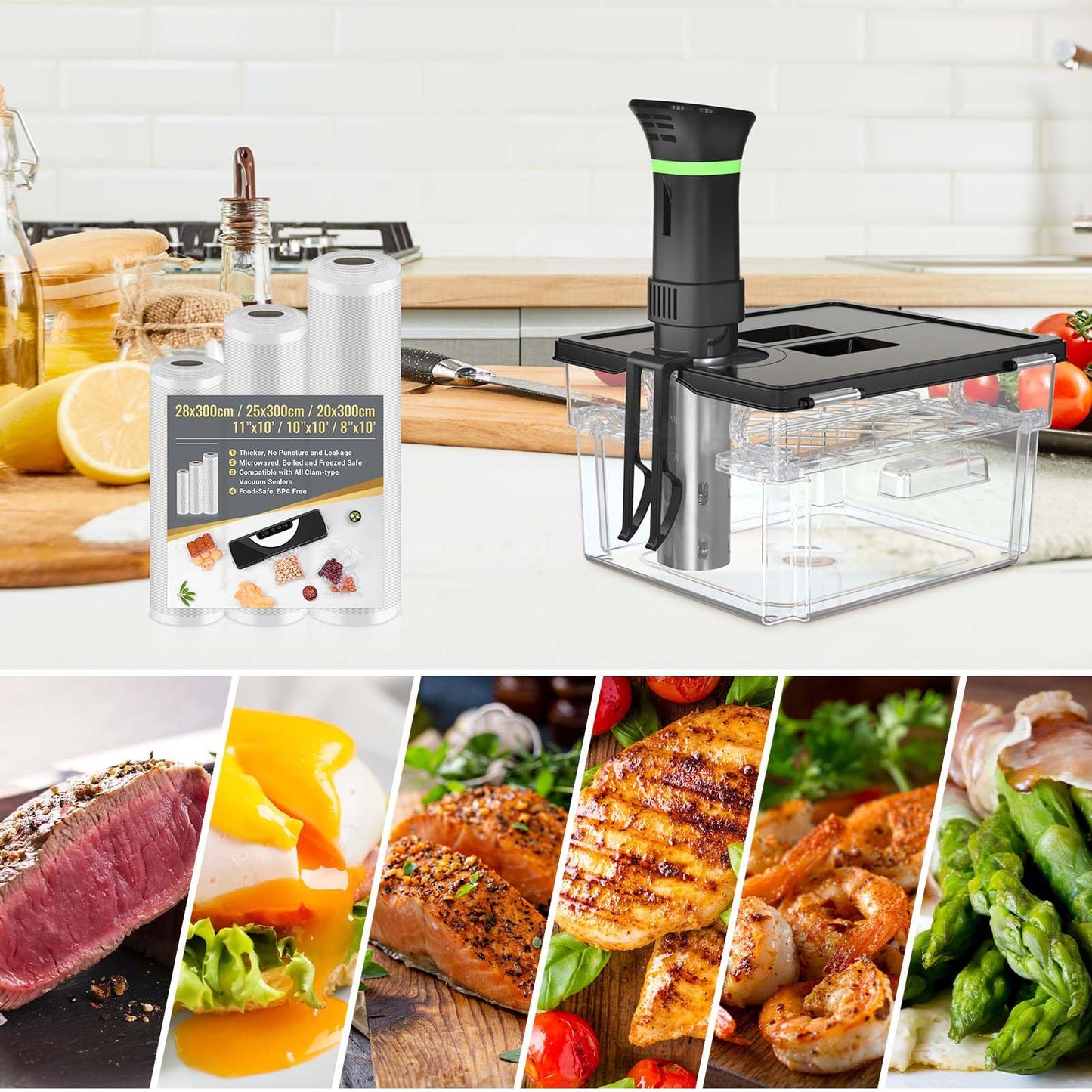 Sous Vide Container with Lid Double-Door-Opening Design 11.65 QT Sous Vide Pot Slow Cooker Container with Built- in Rack Compatible with Most Immersion Circulators