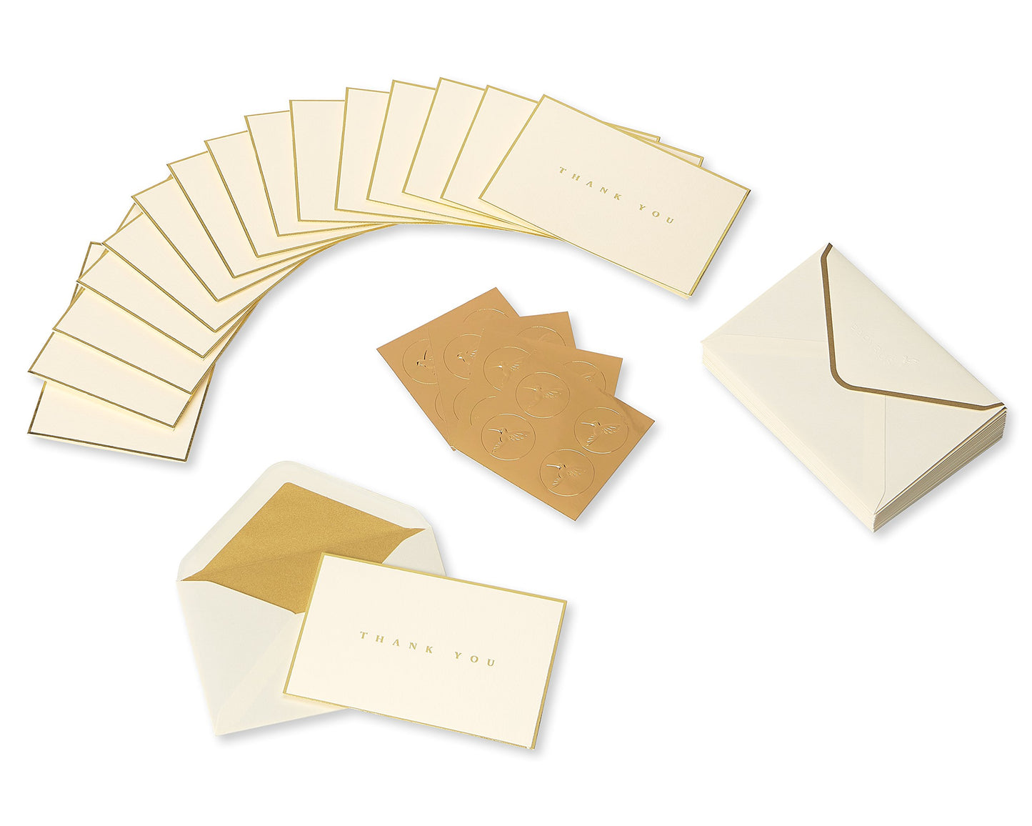 Papyrus Thank You Cards with Envelopes, Gold Border (16-Count)