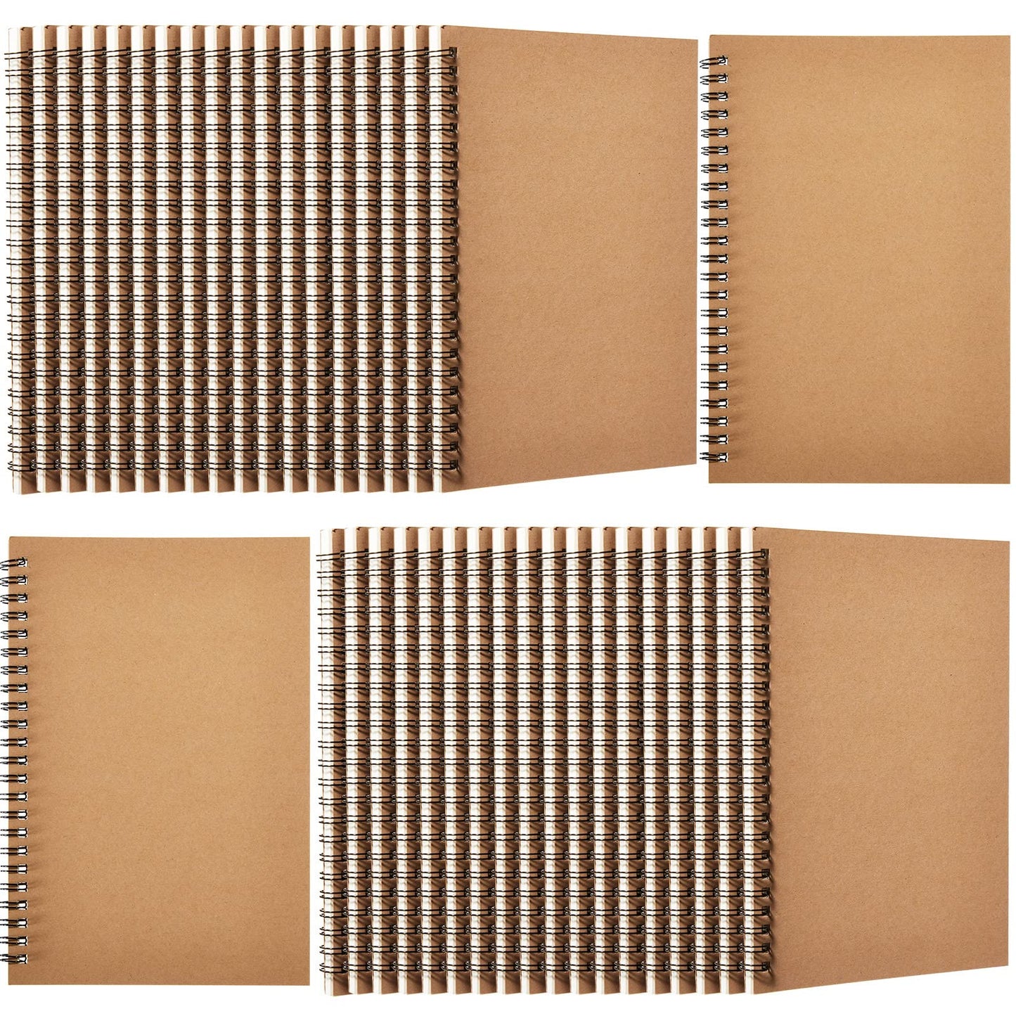 Epakh 36 Pack Blank Spiral Notebook Unlined Notebook Bulk A5 Soft Cover Students Sketchpads Memo Notepad for Drawing Art Back to School Gifts 100 Pages/ 50 Sheets, 8.3 x 5.5 Inches(Brown)