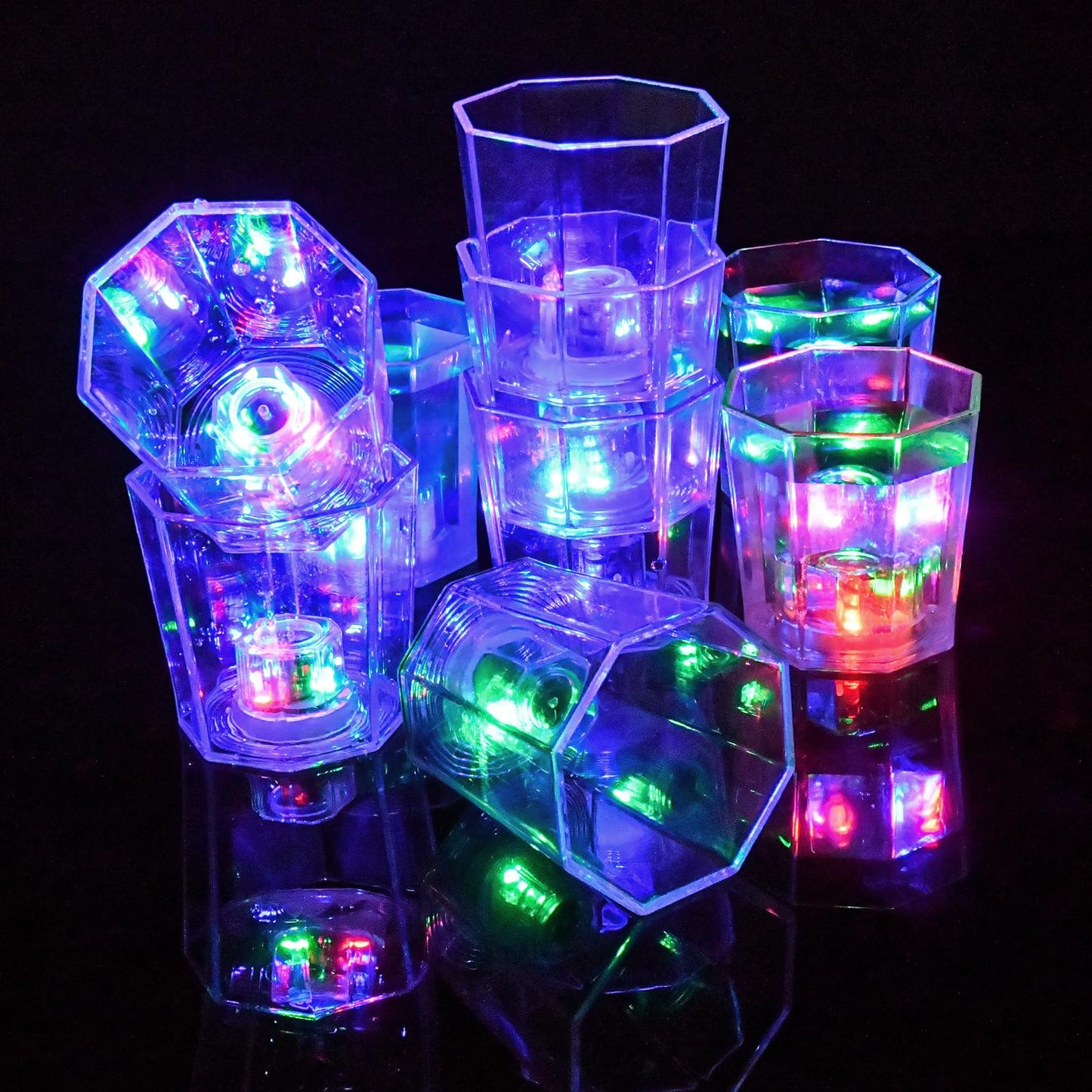 JTWKING Light Up Shot Glasses Set of 24 Party Favors Adults Shot Cups for Party LED Flash Light Up Drinking Glasses Glow in the Dark Shot Glasses for Birthday Valentine Day Weddings Festivals etc