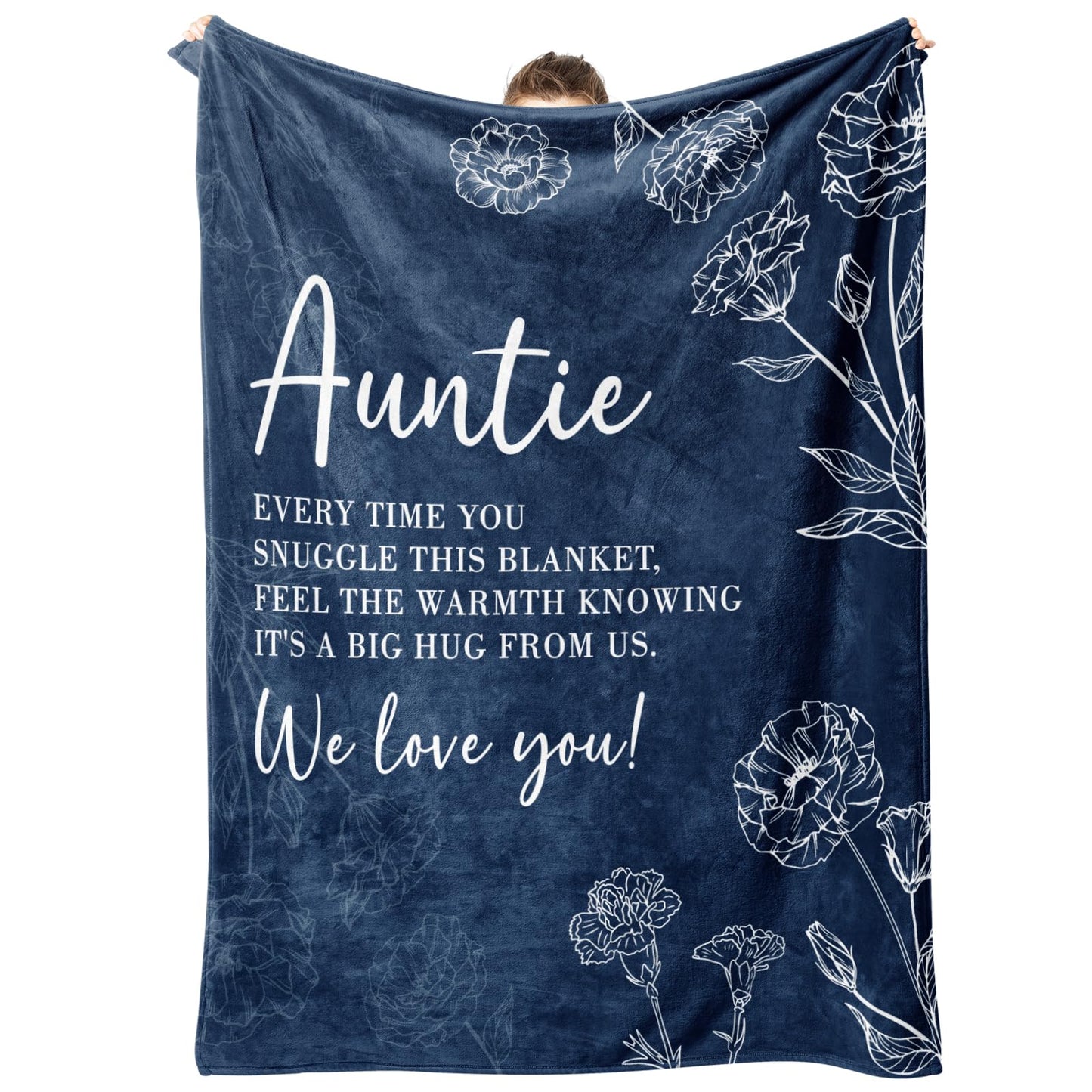 GiltGlimmer Auntie Gift Ideas, Aunt Gifts from Niece Nephew, Birthday Gift for Auntie, to My Auntie Throw Blanket 50" x 60", Blue