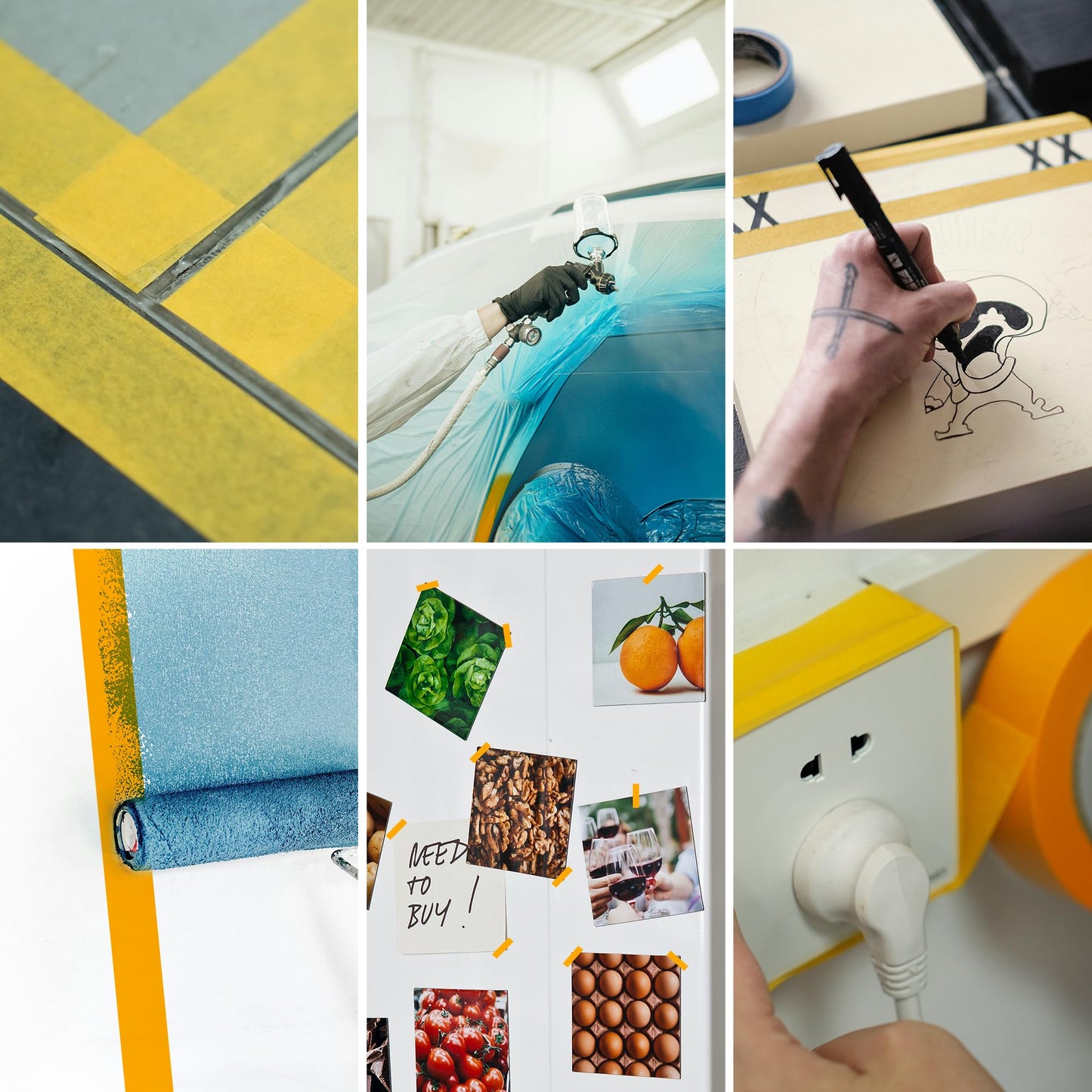 TAPEBEAR Delicate Surface Advanced Masking Tape 1.41" x 60Yard, Orange Washi Tape Indoor Painters Tape Decorating with No Paint Bleed, Sharp Lines, Surface Damage-Free, Low Tack, 6Rolls
