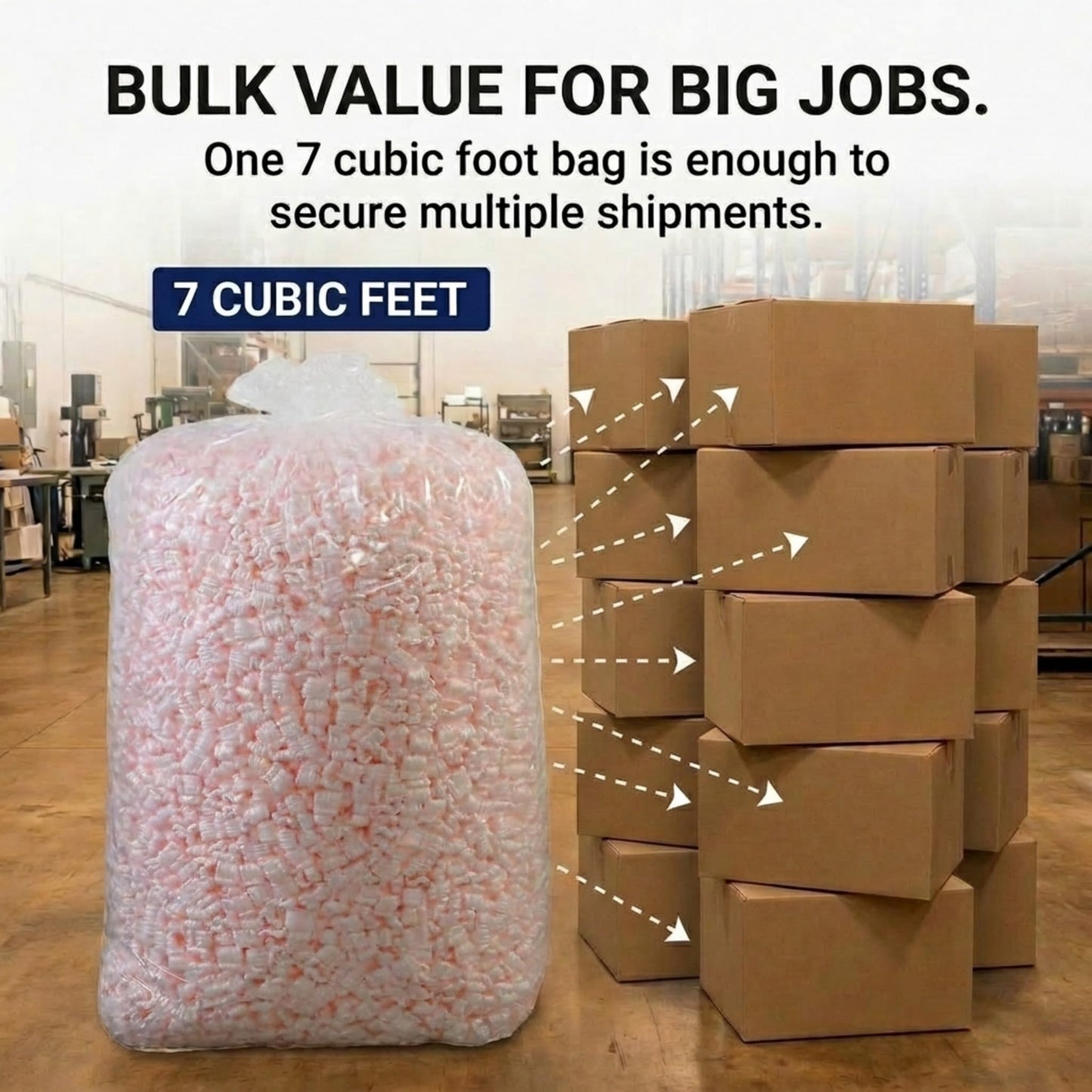 BOX USA Shipping & Packing Peanuts Pink, 7 Cubic Feet - Loose Fill Packaging Peanuts for Packing, Moving and Storage