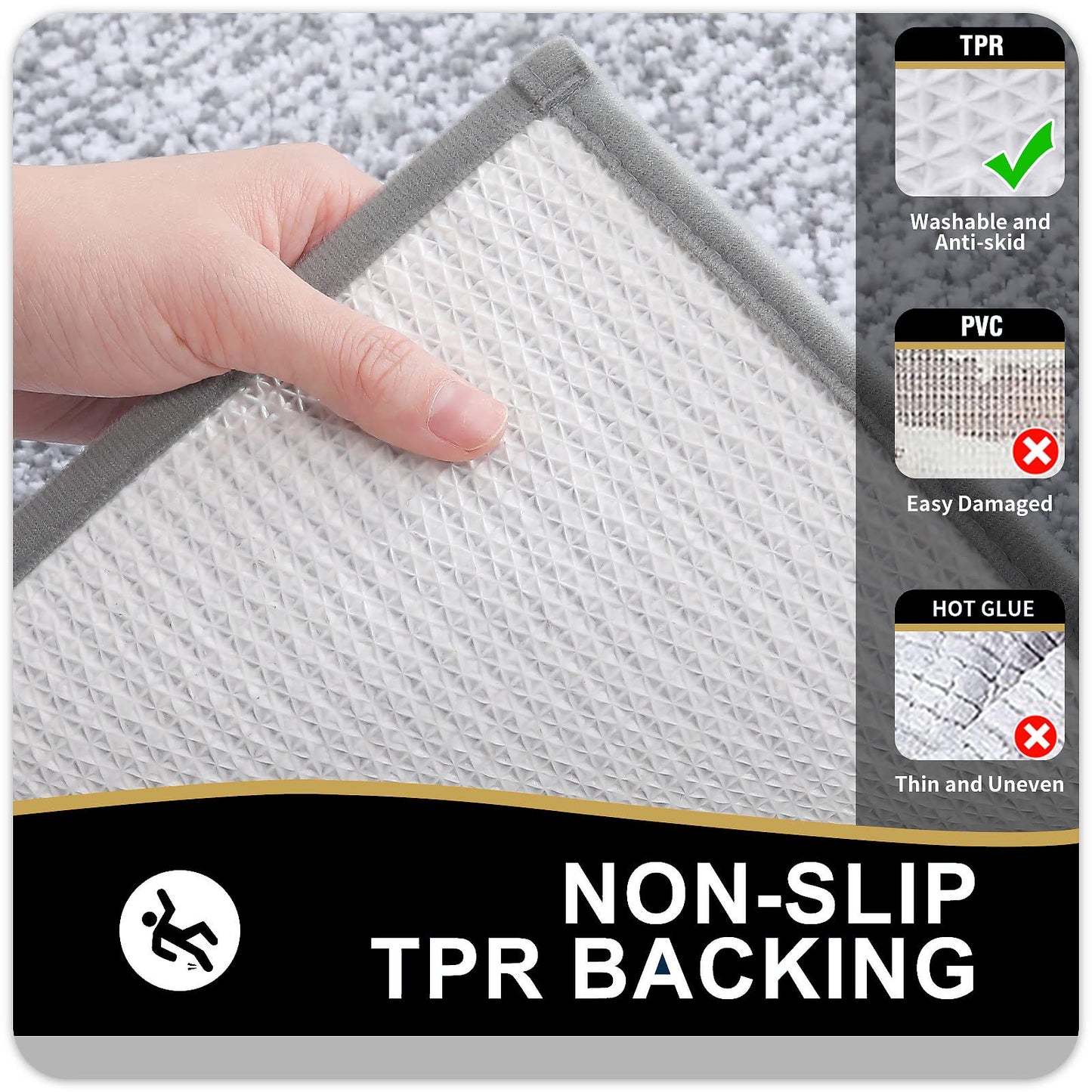 OLANLY Bathroom Runner Rug 70x24, Extra Soft and Absorbent Microfiber Bath Rugs, Non-Slip, Machine Washable, Quick Dry Shaggy Bath Carpet, Extra Long Bath Mats for Bathroom, Tub, Shower, Grey