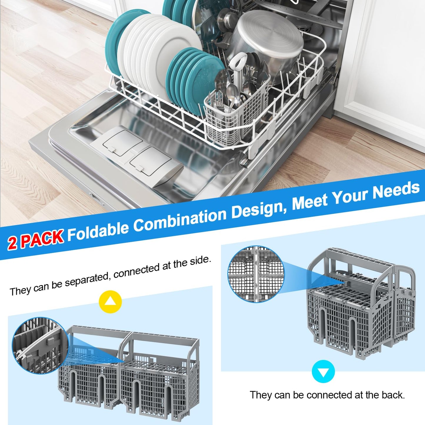 UPGRADED 00675794 675794 Dishwasher Silverware Basket Compatible with Bosch Dishwasher Parts,Bosch 00675794 Cutlery Basket Utensil Rack Holder,Replaces 704855 00704855 9001396277