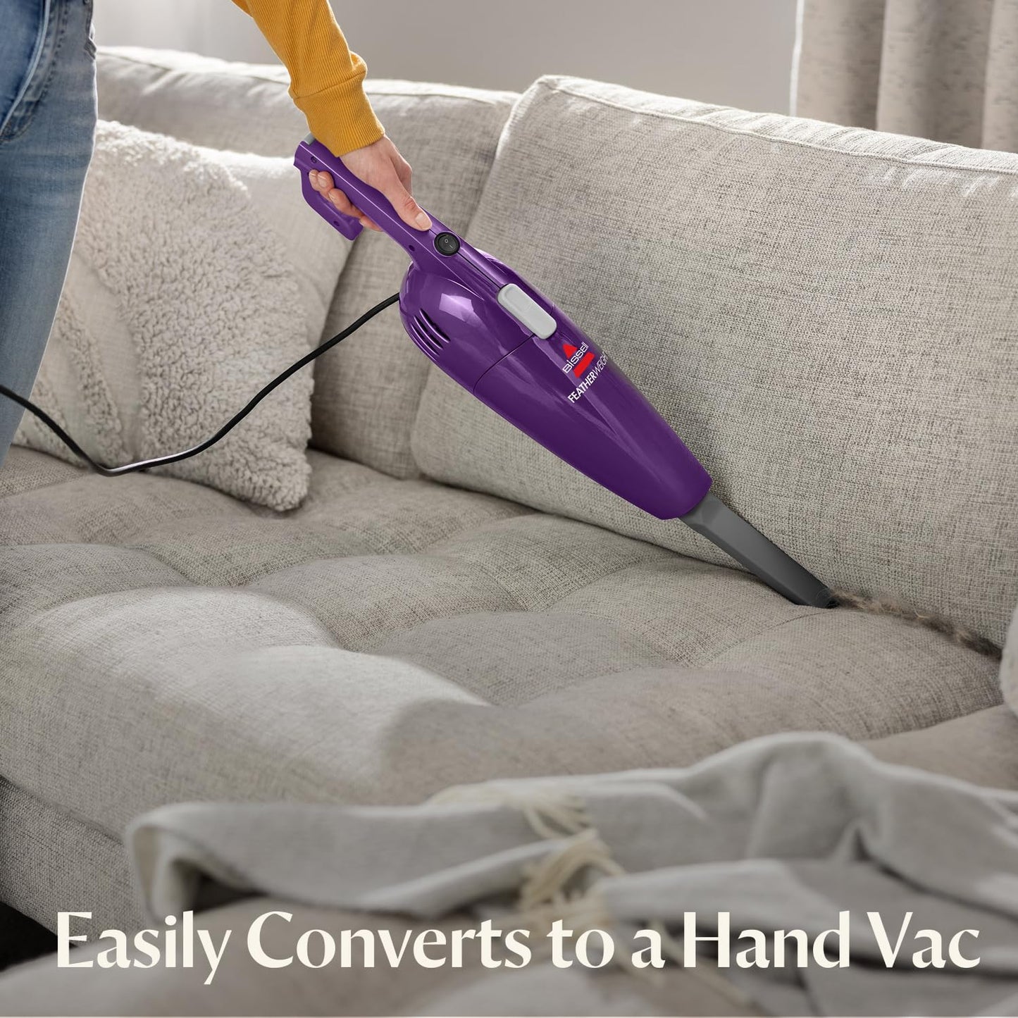 Bissell 20334 Featherweight Stick Lightweight Bagless Vacuum and Electric Broom with Crevice Tool for Hard Floors and Carpets, Purple