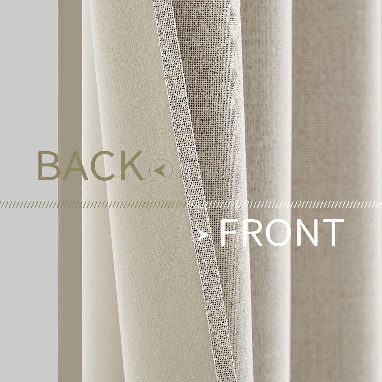 MIULEE 100% Blackout Linen Curtains for Bedroom Thermal Insulated Birch Grommet Room Darkening Curtains & Drapes for Living Room Nursery 52 x 84 Inch (2 Panels)