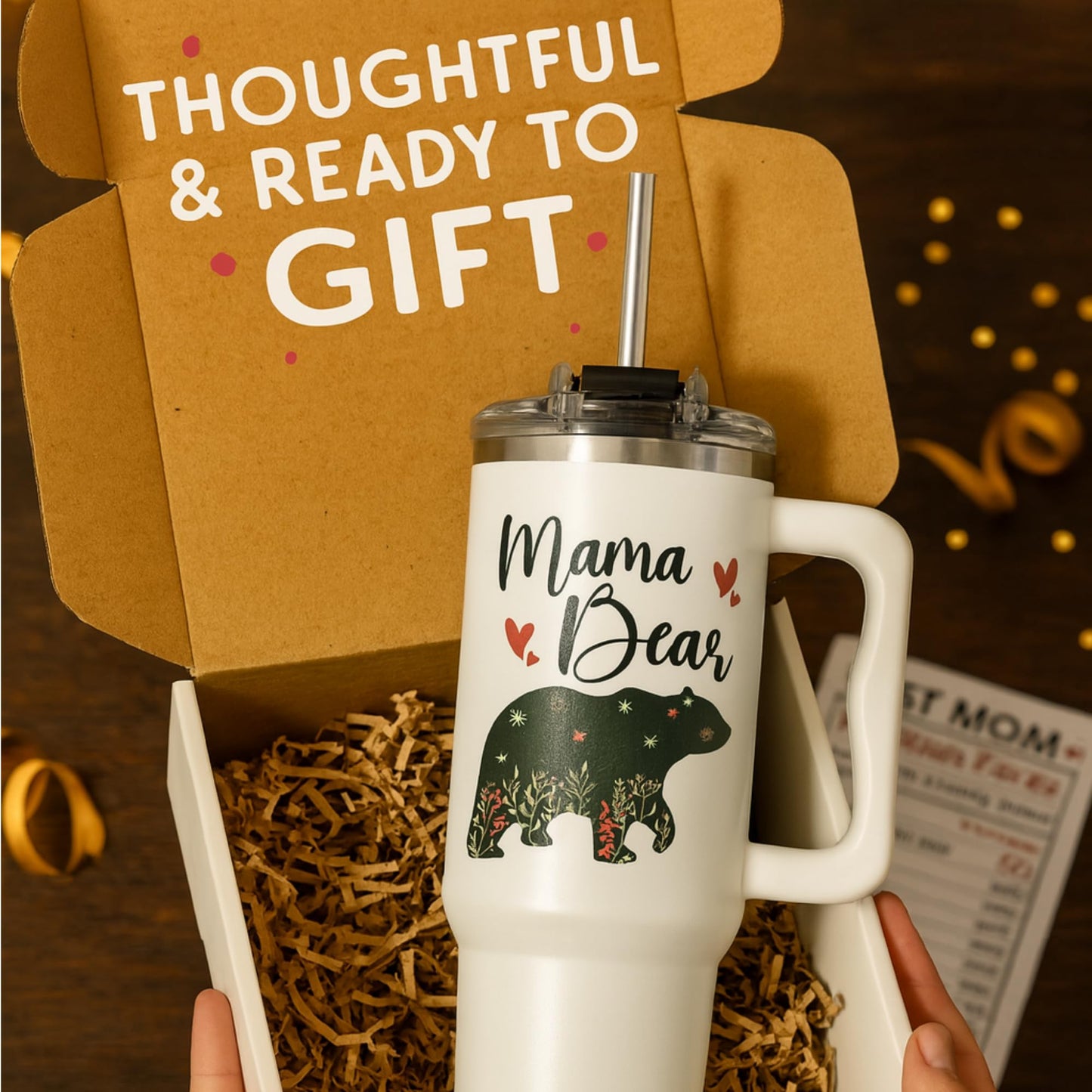 Vivulla68 Mama Bear Tumbler With Handle 40oz - Mama Tumbler, Mommy Gifts from Daughter, Momma Gifts, Mommy Coffee Mug, Mom Cup, Momma Bear Birthday Present, Mothers Day Gift Tumblers