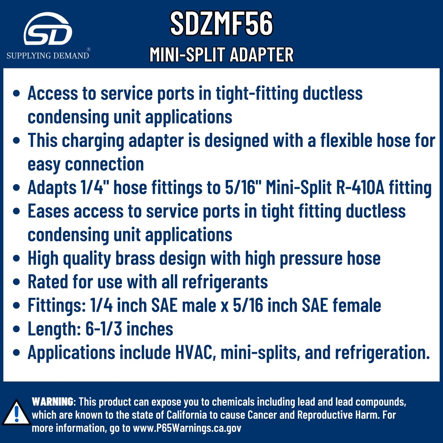Supplying Demand ZMF56 Flexible Mini-Split Adapter Adapts From 1/4 To 5/16 Inch Mini Split Fittings