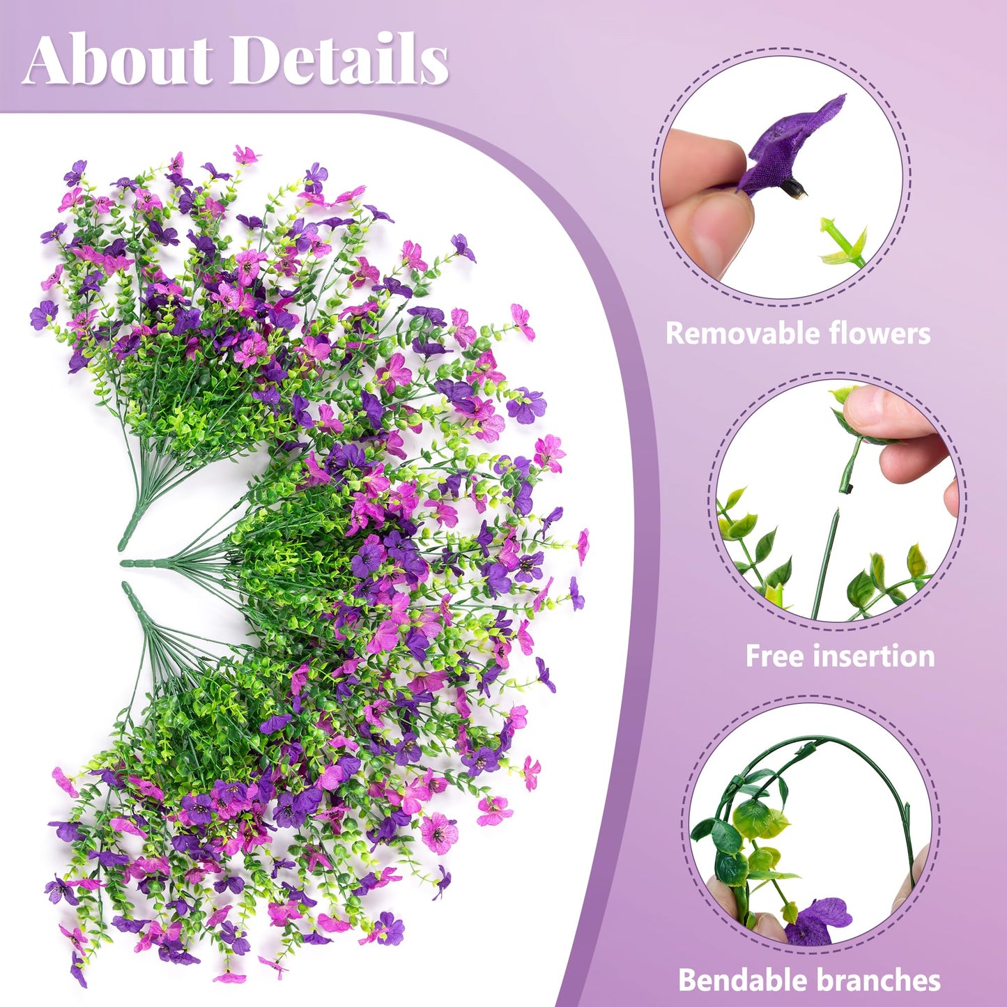 Ammyoo Artificial Fake Hanging Flowers Plants with Basket for Outdoor Spring Decoration, Faux Silk Daisy Flower Real Touch UV Resistant for Outside Porch Patio Garden Yard Home Decor(Purple Lotus)