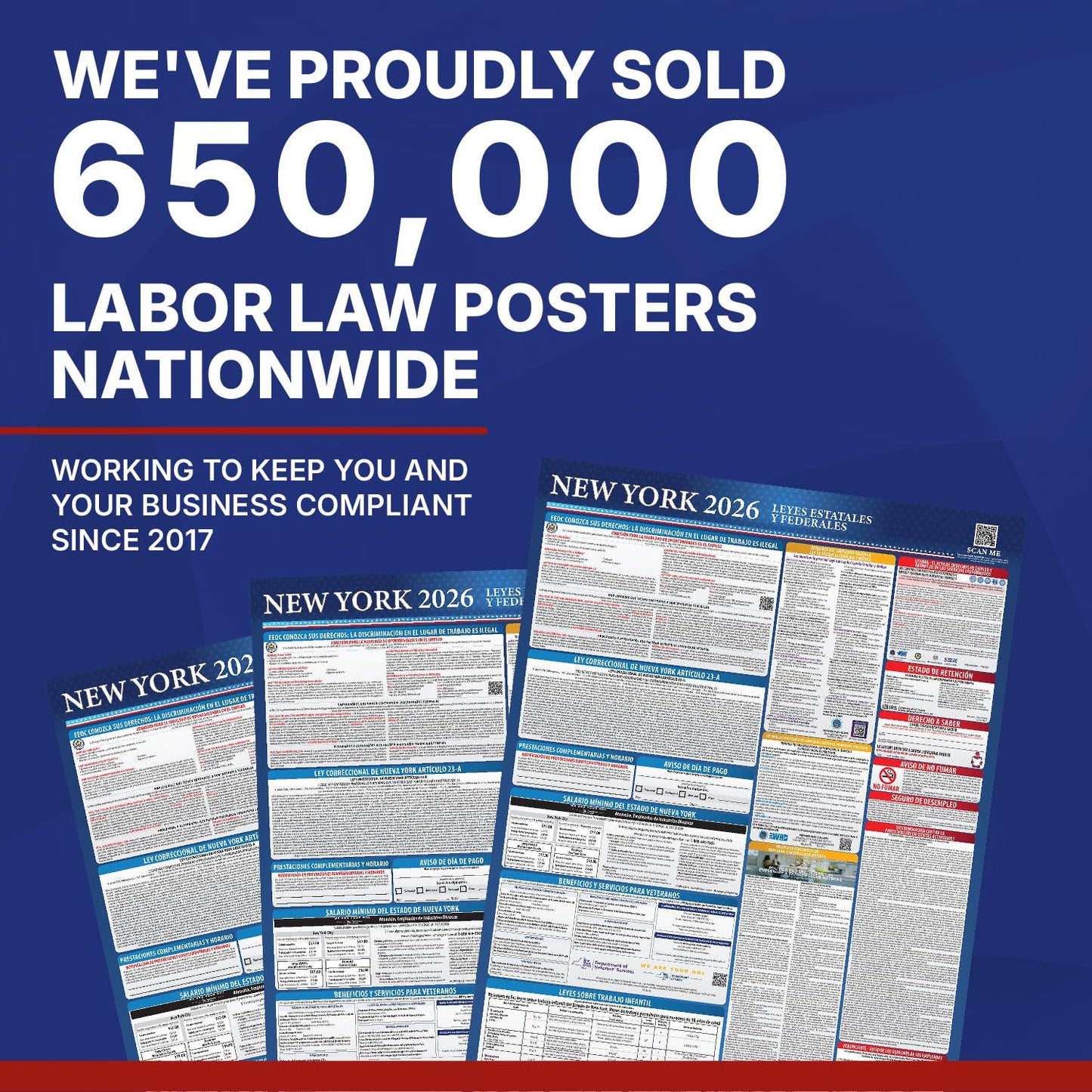 2026 New York State and Federal Labor Law Poster - English Spanish Combo - OSHA Workplace Compliant - Mandatory Regulations Posting for Employees - Required Compliance Posting 17" x 40" Laminated (English Spanish Combo)