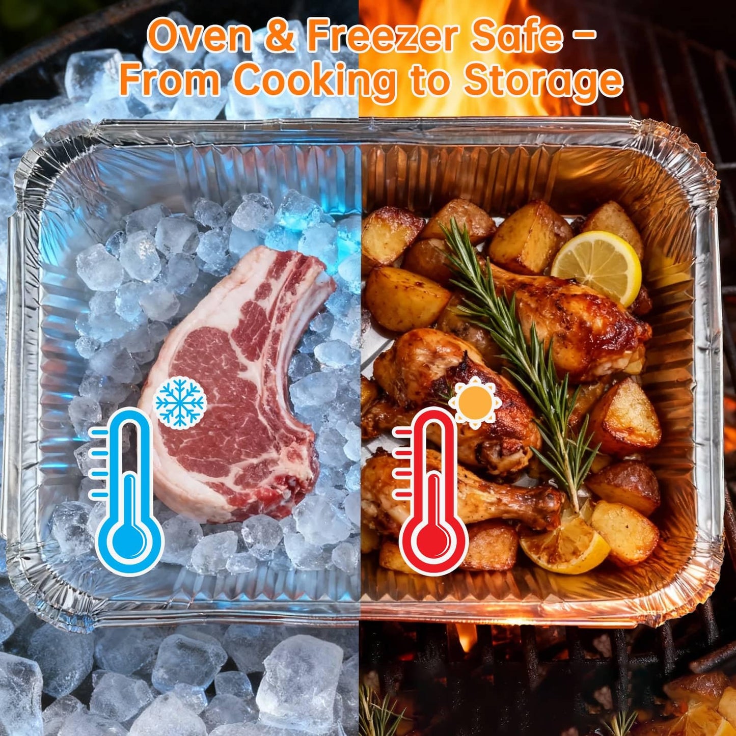 40 Pack Aluminum Pans with Lids,20 Large 9x13" Aluminum Pans Disposable (10 Thick Large Lids) & 20 Medium 8.5x6" Foil Pans (20 Foil Covers), Aluminum Trays with Lids for Baking, Meal Prep, Takeout