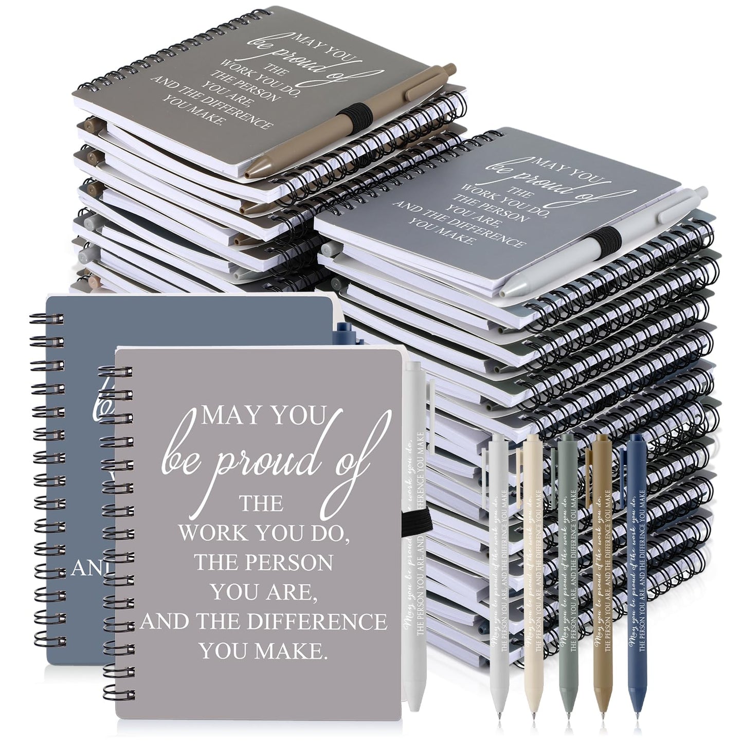 Honoson 50 Sets/100 Pcs Graduation Appreciation Gifts May You Be Proud The Work Notebook with Ballpoint Pen Thank You Notebooks 2026 CNA Appreciation Gifts for Staff Nurse Coworker (Chic Color)
