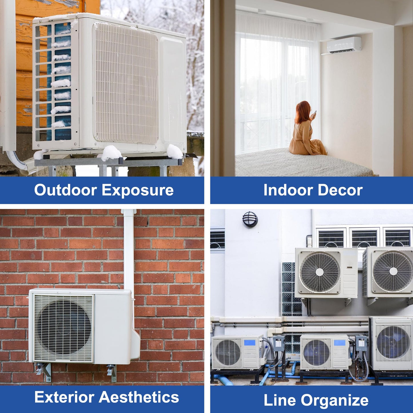 KuriProtect 3" 10Ft PVC Decorative Line Set Cover Kit - Protection for Mini Split, Central Air Conditioner & Heat Pump(White)