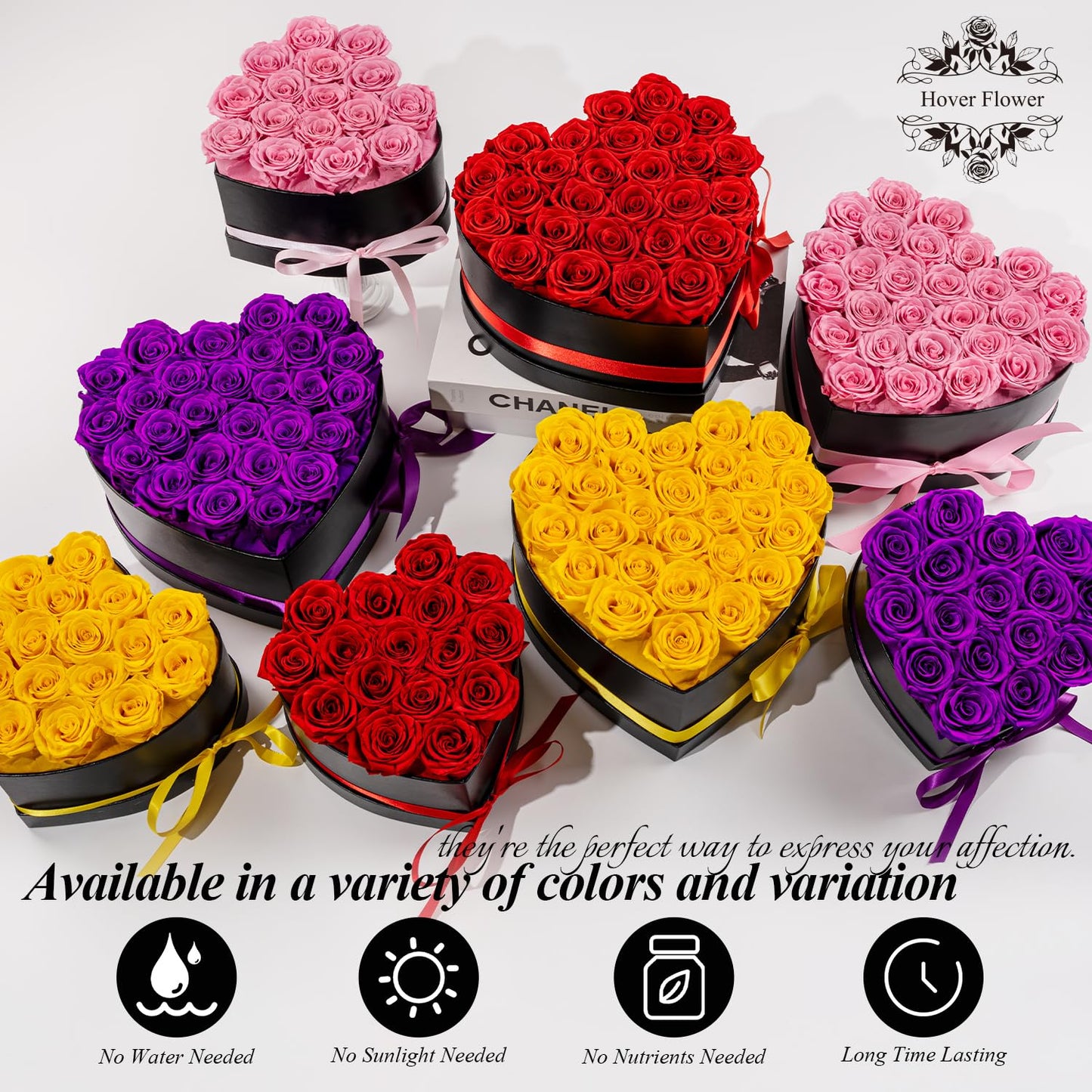 Hover Flower 27 Forever Preserved Flowers in a Box, Vanlentines Day Gifts for Her, Eternal Roses Flowers for Delivery Prime, Birthday Gifts for Women Mom Grandma Wife (Red)