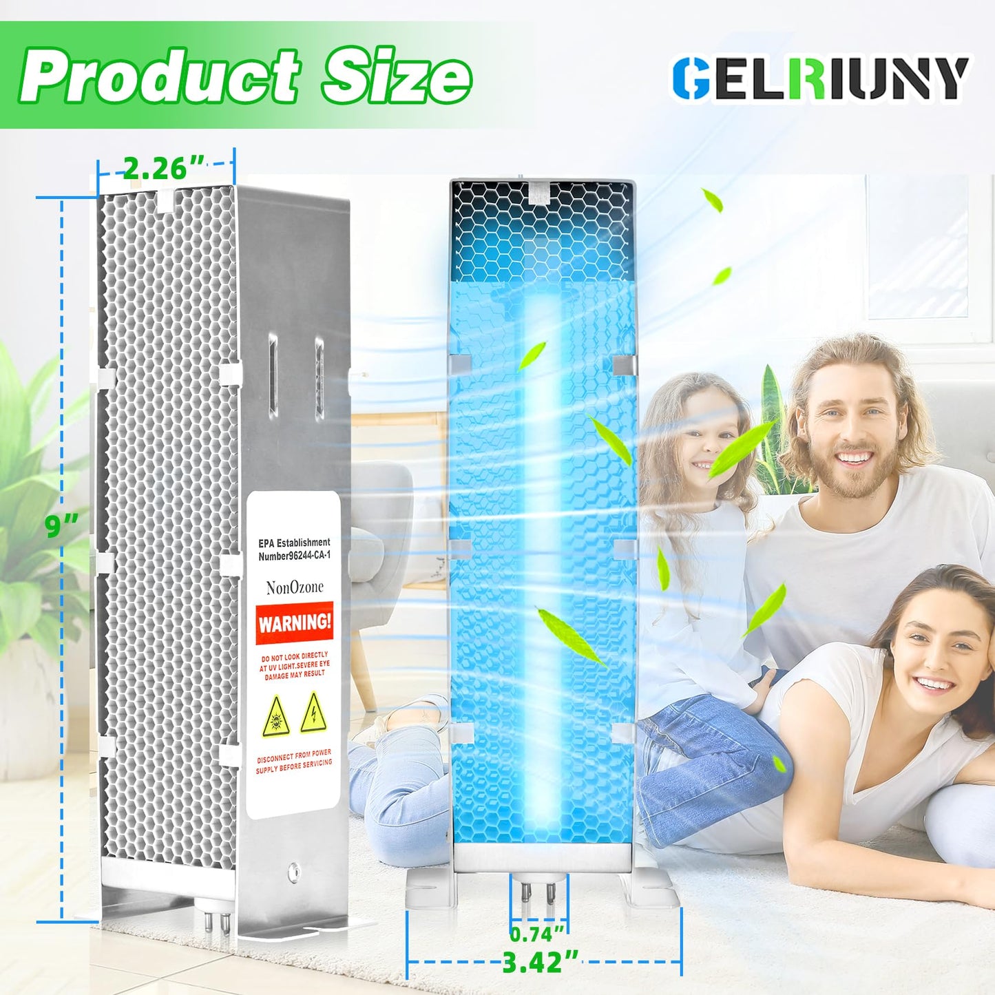 2026 Upgrade 9 Inch Air Scrubber Advanced Replacement Cell and Üν Bulb, Photocatalytic Oxidation (PCO), Ozone Free, Replacement for Activetek InDuct 2000,A1013A,A1013C,A1013P,A1013Q, A1013U, 1 Pack