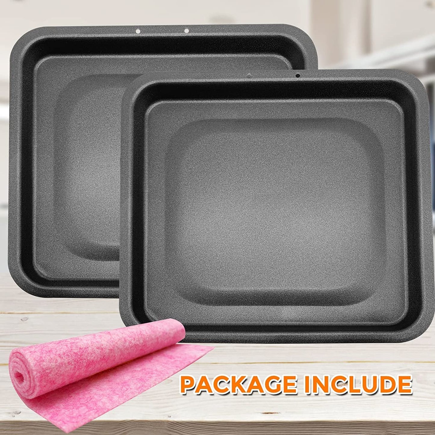 2PCS Air Fryer Drip Tray for Instant Vortex Plus Air fryers, Premium Rectangular Nonstick Oil Drip Pan for Instant Vortex Pro Innsky Chefman PowerXL and More Air Fryers, Dishwasher Safe