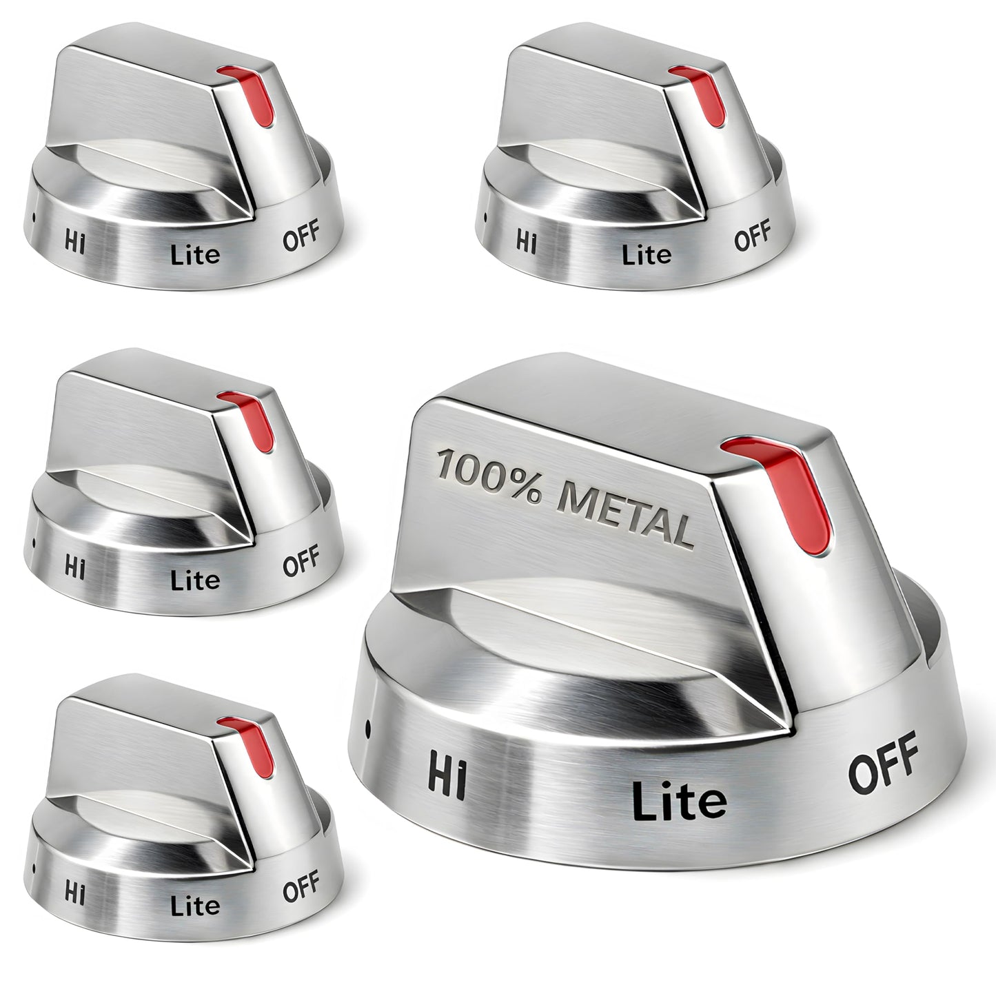 AZ4U 5Pcs DG64-00473A Range Burner Dial Knob Range Oven Knob Compatible with Samsung Gas Range NX58F5700WS NX58K7850SS NX58H5600SS NX58J7750SS NX58M6850SS NX58H5650WS (Full Metal)
