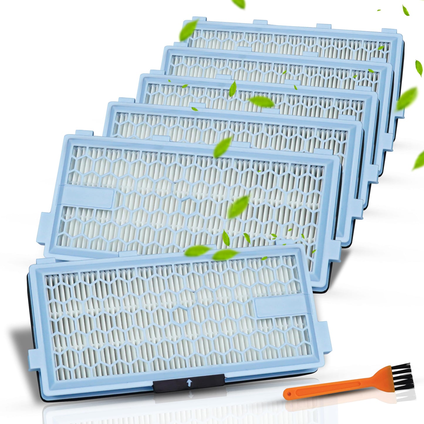 6 Pack SF-HA Hepa Filter for Miele Hepa Airclean 50 Filter, Miele Hepa Filter Replacement Model C3, S4, S5, S6, S8, S8000, S6999, Complete C2, C3, Compact C1, C2, Air Clean SF-HA 50 Hepa By FAMELEC