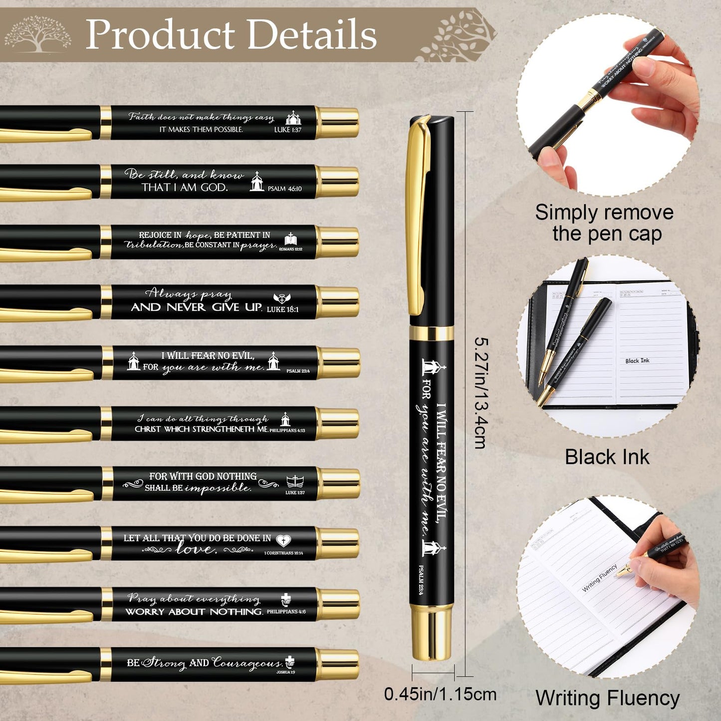Spakon 20 Sets Fathers Day Christian Gifts Bulk for Church Men Women Religious Leather Notebook Prayer Journal with Pen Bible Study Group Scripture Teacher Dad Husband (English Tree of Life,Black)