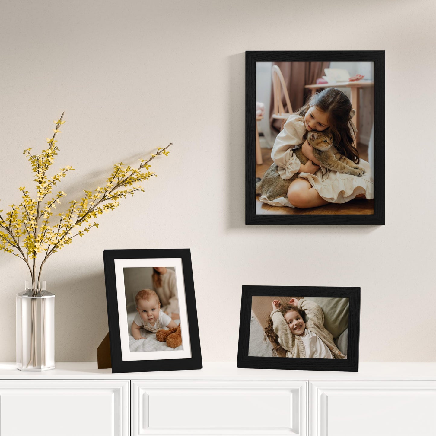Vittanly 20 Pack Picture Frames Collage Wall Decor, Multi Sizes Including 4pcs 8x10, 8pcs 5x7 and 8pcs 4x6 Photo Frames, Gallery Frame Set for Wall or Tabletop Display, Black