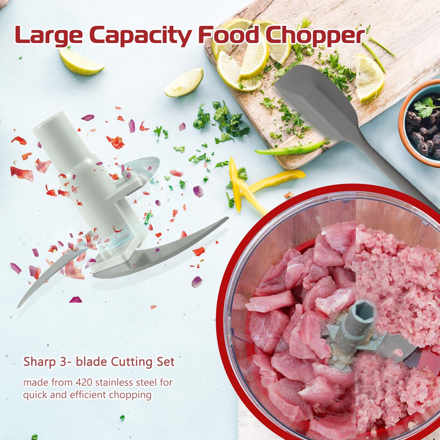 Manual Food Processor,Hand Powered Crank Food Processor Chopper,Food Vegetable Onions Chopper Processor Blender Mixer,for Vegetables Meat Fruits Onions
