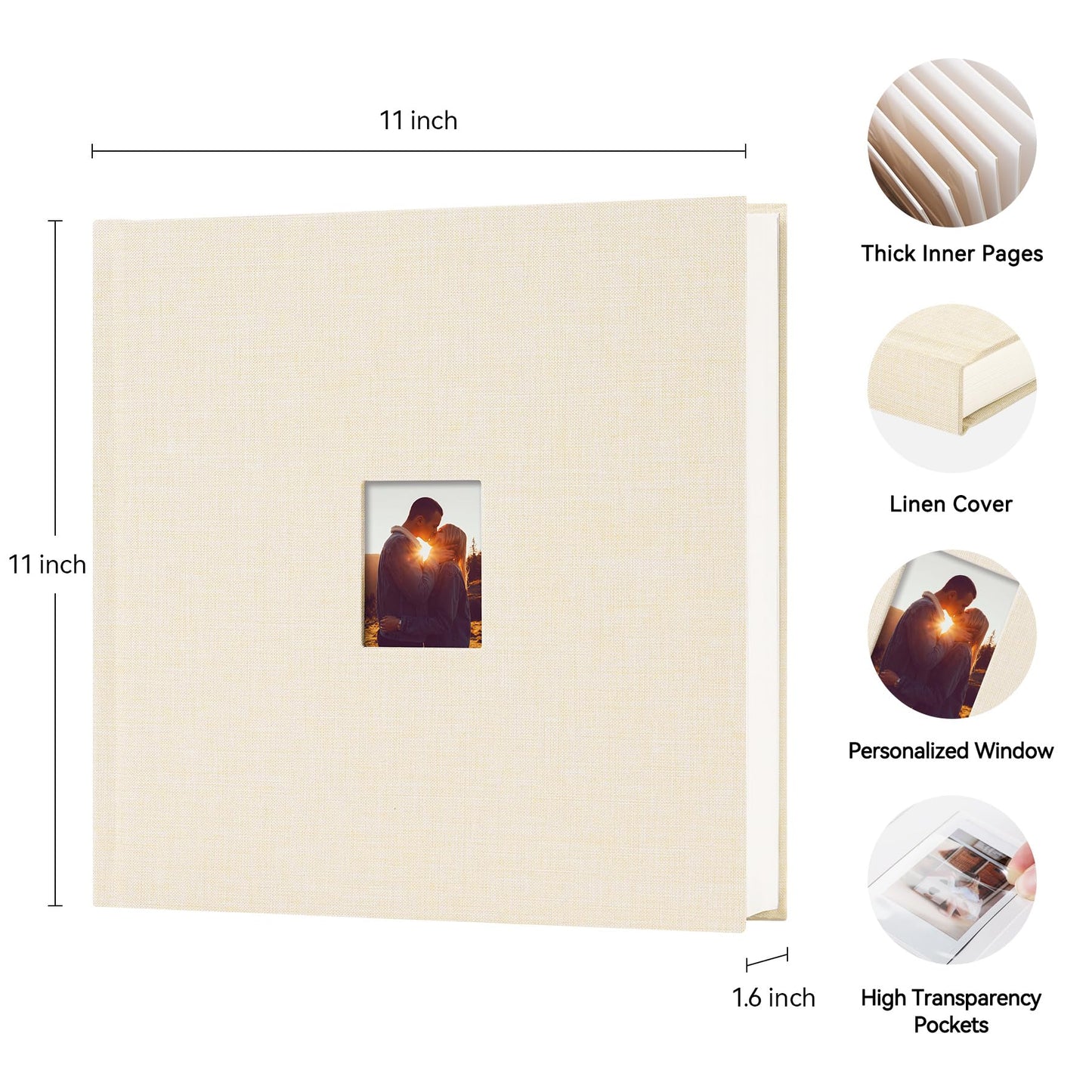 Rseozr 168 Pockets Instax Mini Photo Album For 2x3 Pictures, Linen Hardcover Polaroid Photo Album With Writing Space, Polaroid Album Book For Fujifilm Instax Mini Instant Camera (Beige)