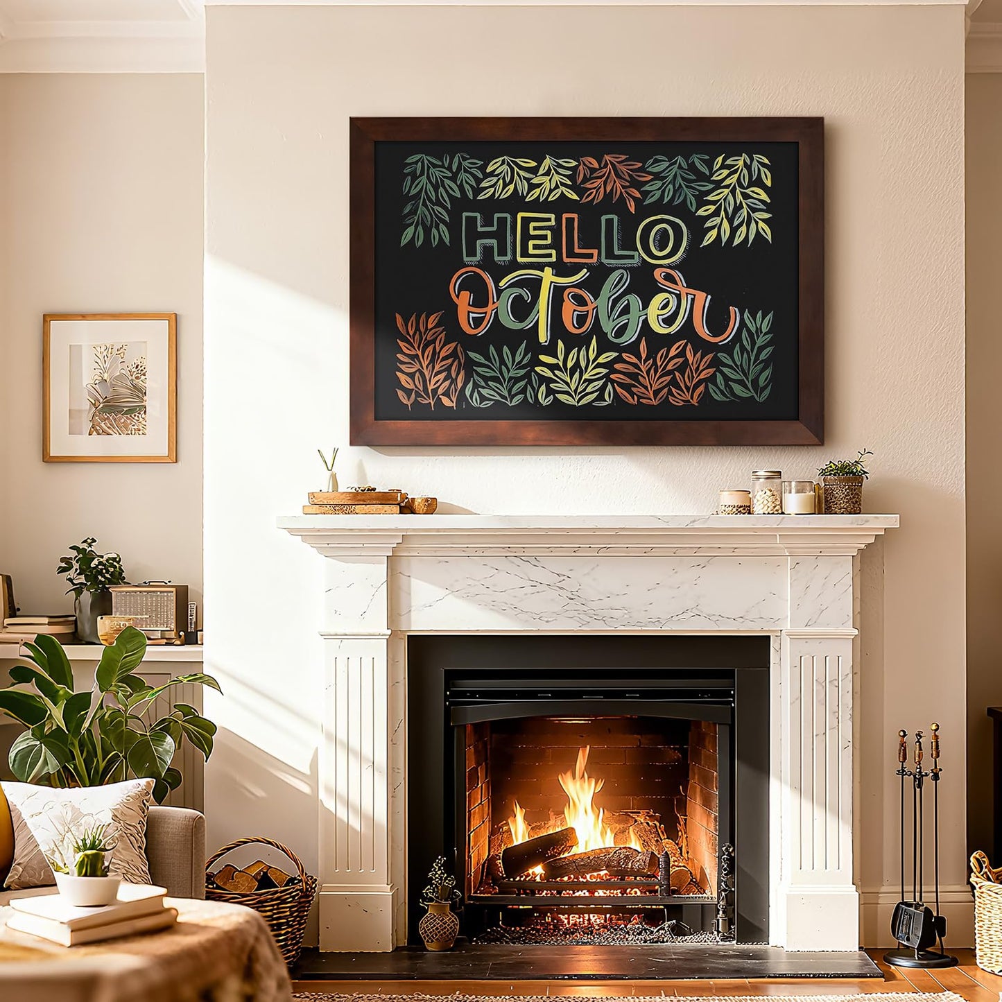 4 THOUGHT Solid Pine Wood Framed Magnetic Chalkboard for Wall, 24"x18" Heavy Duty Rustic Blackboard Sign for Kitchen, Office, Home & Cafe - Indoor/Outdoor Use, Brown