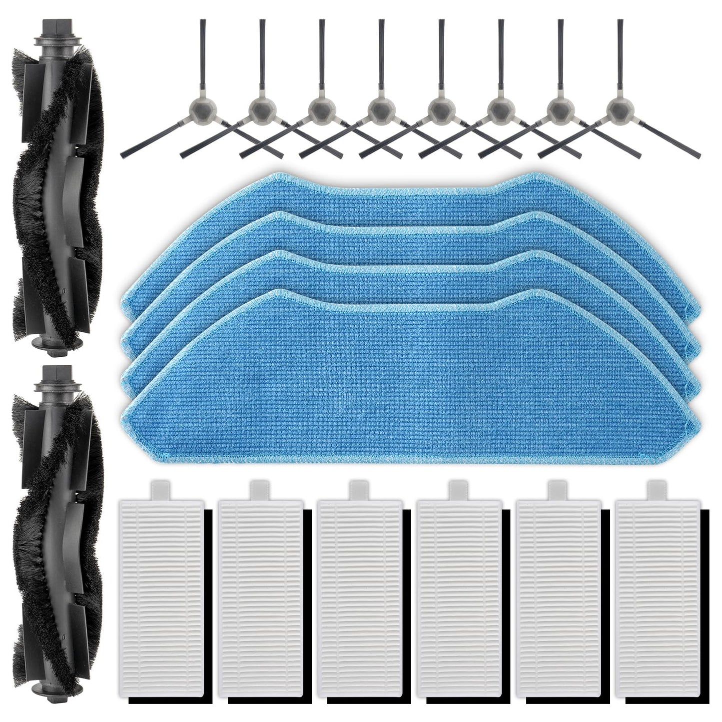 (20 Pack) M1 Replacement Parts Compatible with Lefant M1 Robot Vacuum Cleaner, 2 Roller Brushes, 8 Side Brushes, 6 HEPA Filters, 4 Mop Pads, Accessories Kit