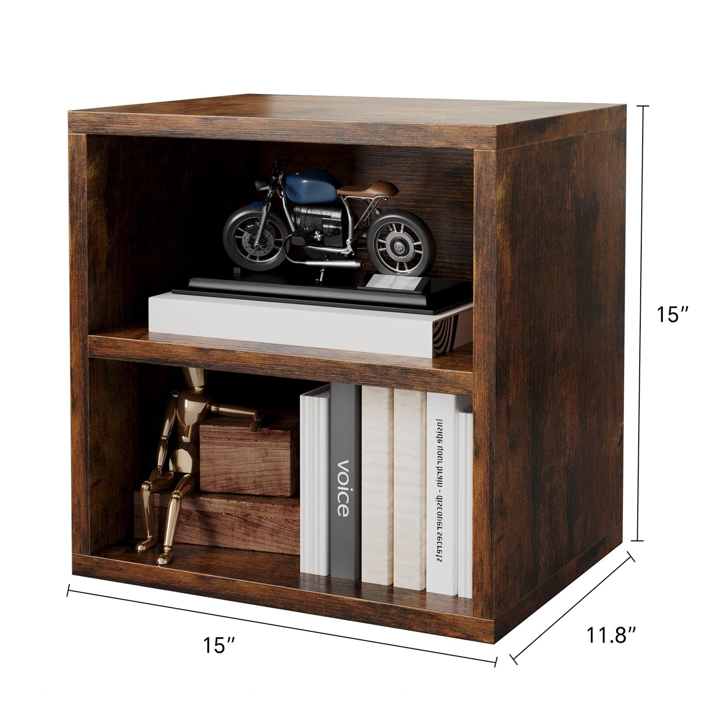 FUSUNBAO Magic DIY Storage Organizer - Stackable Cubes for Home Books, Clothes, Toys-Modular Cubby Storage System-Office Cubical-Bookcase Closet (Antique Brown, 1 Layer Cube)