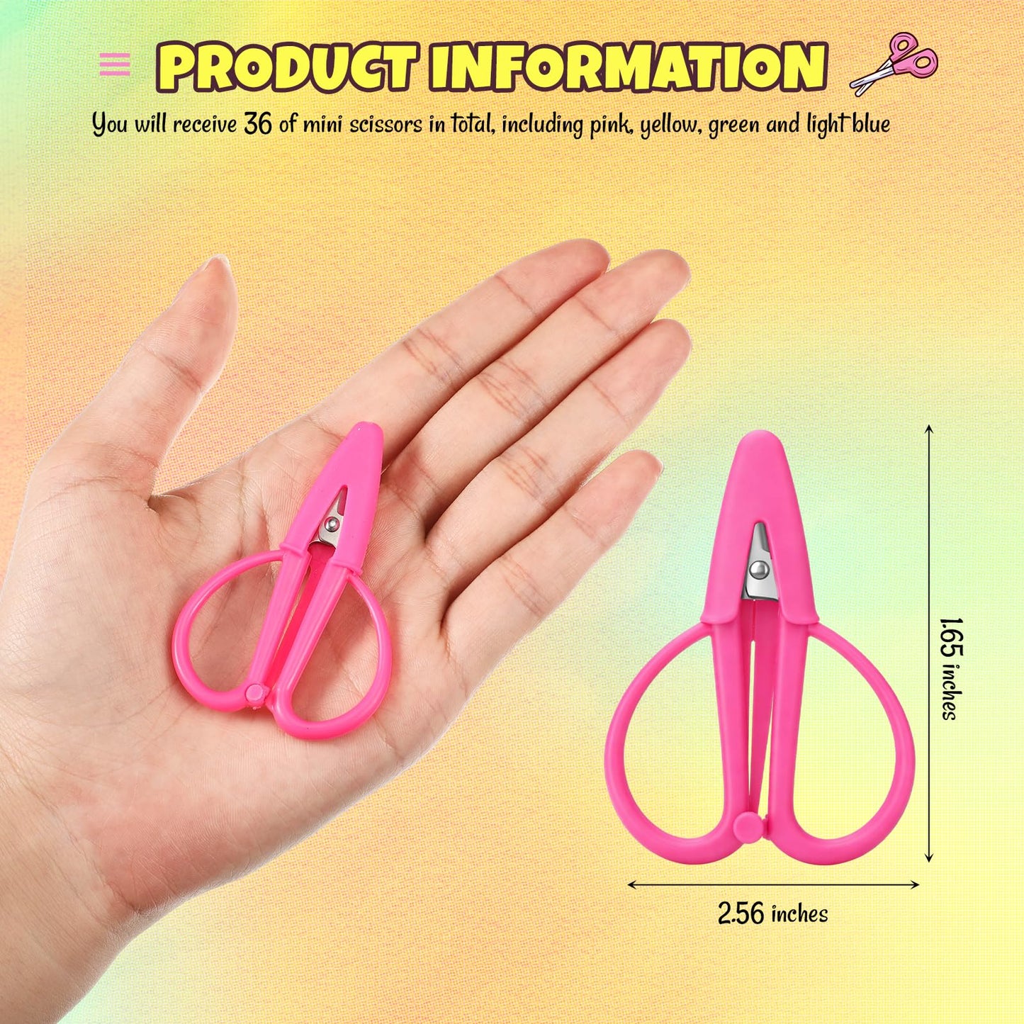 Mixweer 36 Pcs Mini Scissors Thread Tiny Colorful Travel Scissors 2.56 x 1.65 Inch Back to School Sewing Small Tool Embroidery Craft Clipper with Cover (Pink,Green,Yellow,Blue)