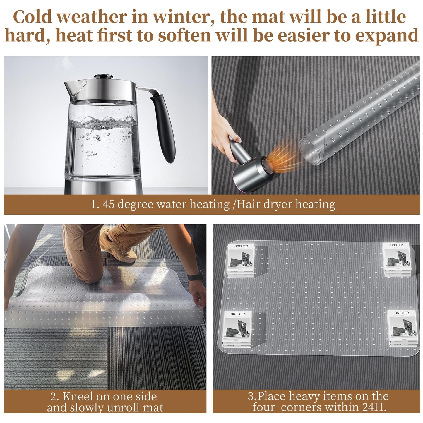 MESHDO Office Chair Mat for Carpet, 48" X 60" X 0.09" Desk Chair Mat for Carpet Floors, Clear and Thick Rolling Computer Chair Mats with Non-Slip Studded for Home and Office Low Pile Carpets