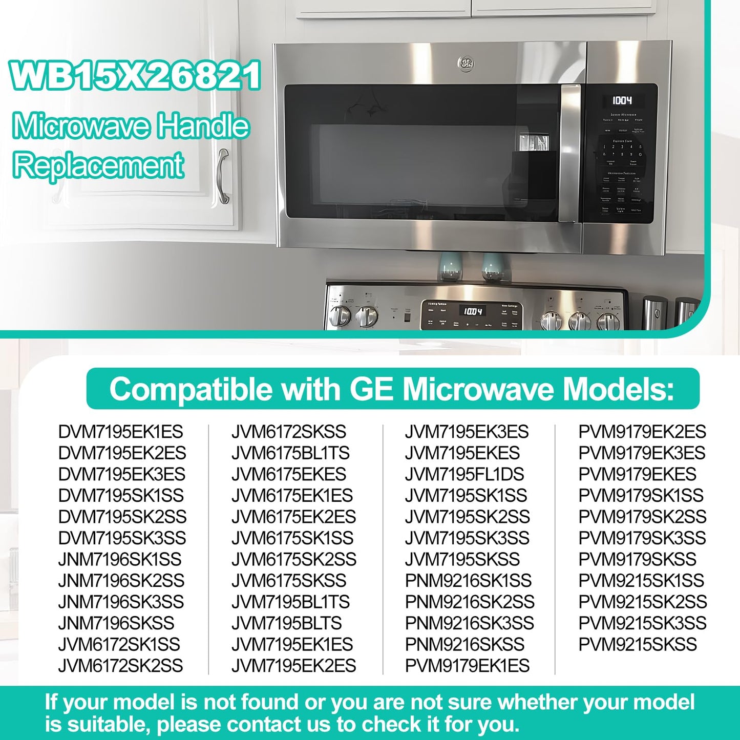 Upgraded WB15X26821 Microwave Handle Replacement Compatible with GE Microwave Oven Door Handle, Fit General Electric Microwave Parts JVM6175SK2SS JVM6175SK1SS PVM9179SKSS JVM7195SK2SS