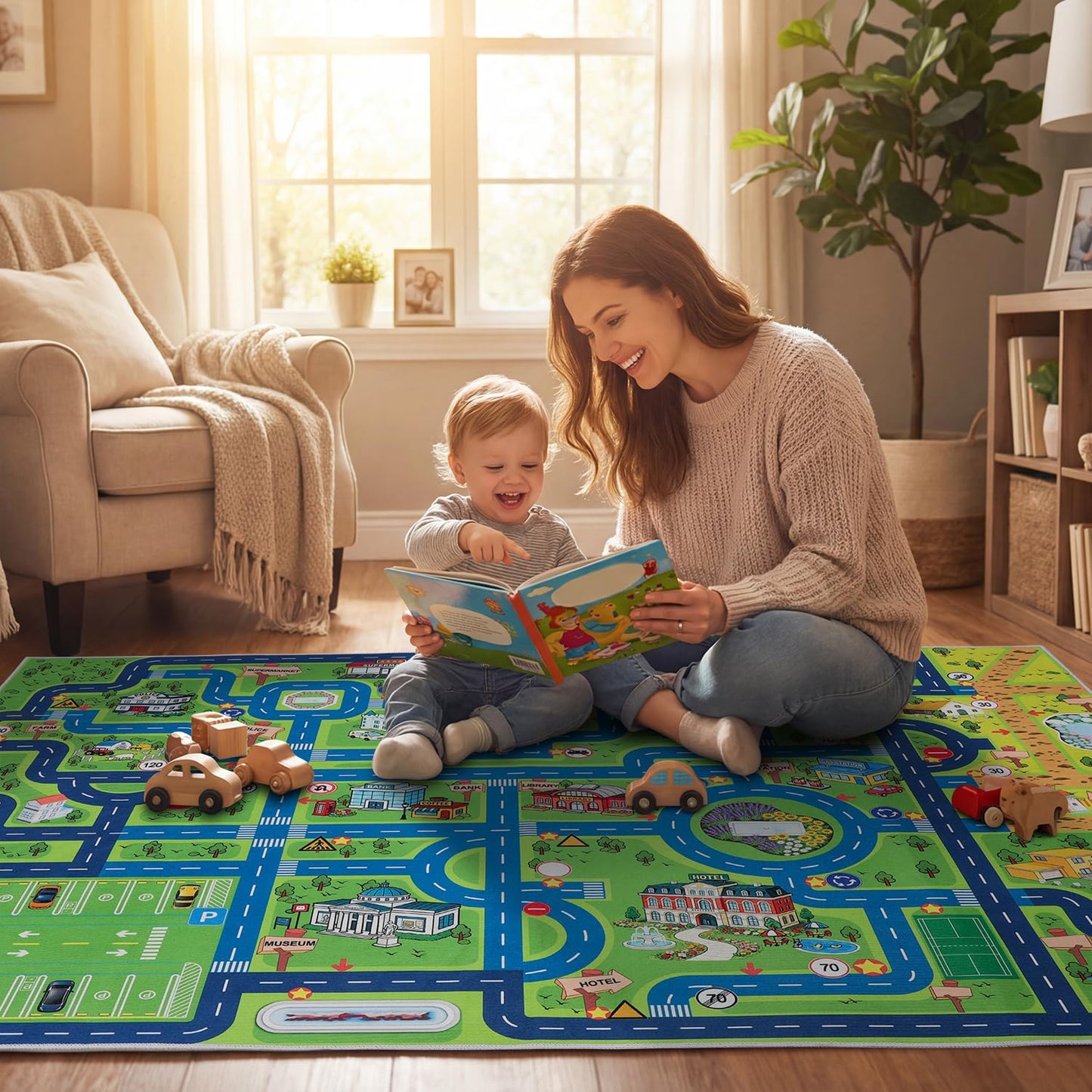Esup 4'x6' Non-Slip Kids Rugs Perfect for Playrooms, Bedrooms, and Nurseries Educational Playground Mat- Extra Thick Safety Carpet, Indoor Outdoor Use, Easy Clean