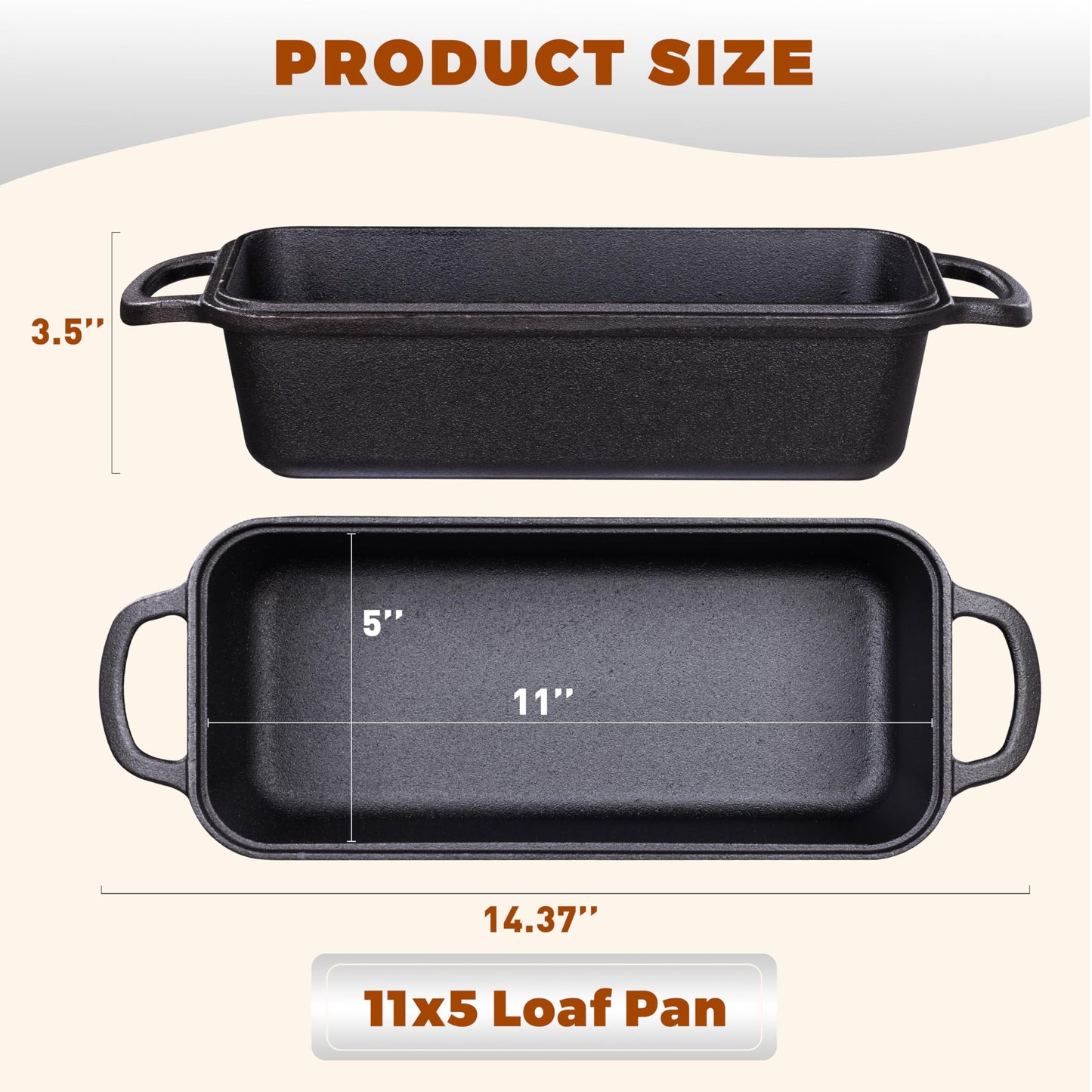 Articasting 11x5 Inch Cast Iron Loaf Pan With Lid，5.8 Qt Large Loaf Pans For Sourdough Bread Baking, Pre-Seasoned Heavy Duty Dutch Oven Bread Pan For a Crispy Crust