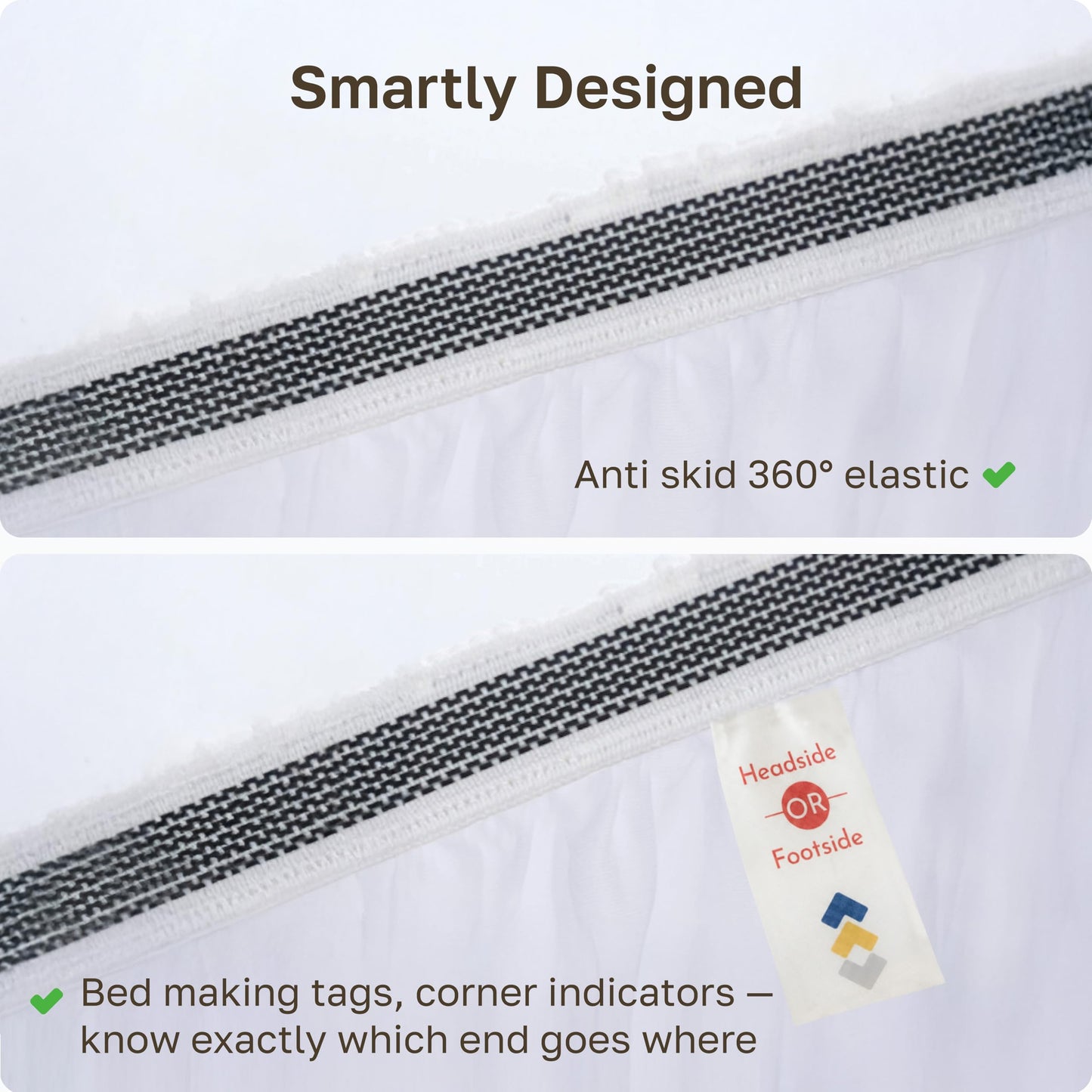 California Design Den 100% Organic Cotton King Fitted Sheet Only - Percale Fitted Sheet King with Deep Pockets, Crisp, Lightweight, Anti Skid Elastic for a Snug Fit - White