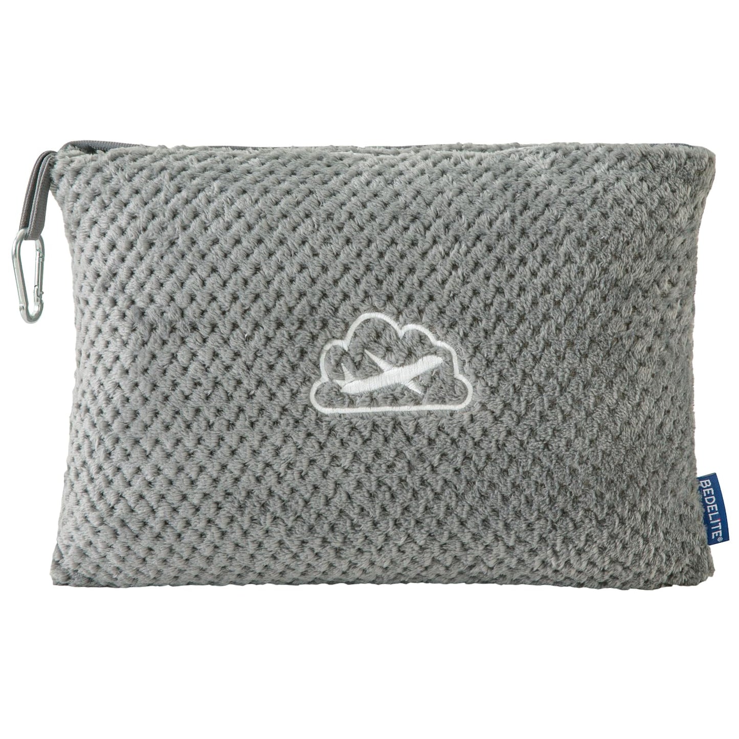 BEDELITE Travel Blanket with Bag, Ultra-Soft Jacquard Fleece Blanket with Luggage Sleeve & Backpack Clip, Airplane Blanket Travel Essentials, Grey