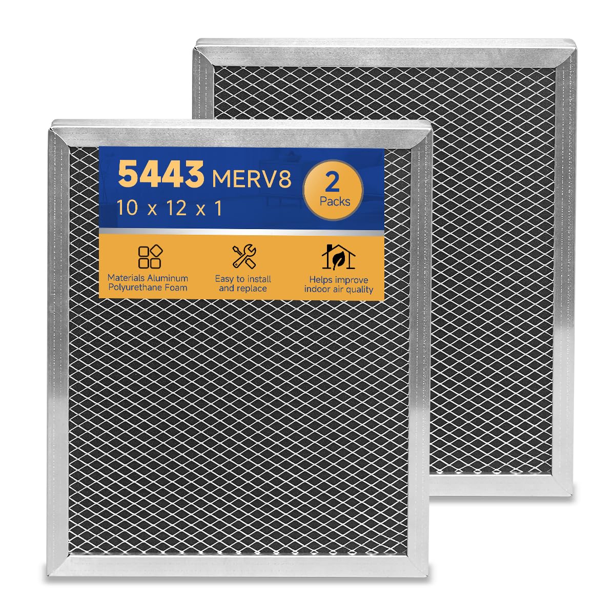 5443 Dehumidifier Filter MERV 8 Washable 10x12x1 Compatible with Whole-House Dehumidifiers Models 1830 1850 1852 and Ventilation Models 8191 8192 Replacement Filter by Aliveair 2 Packs