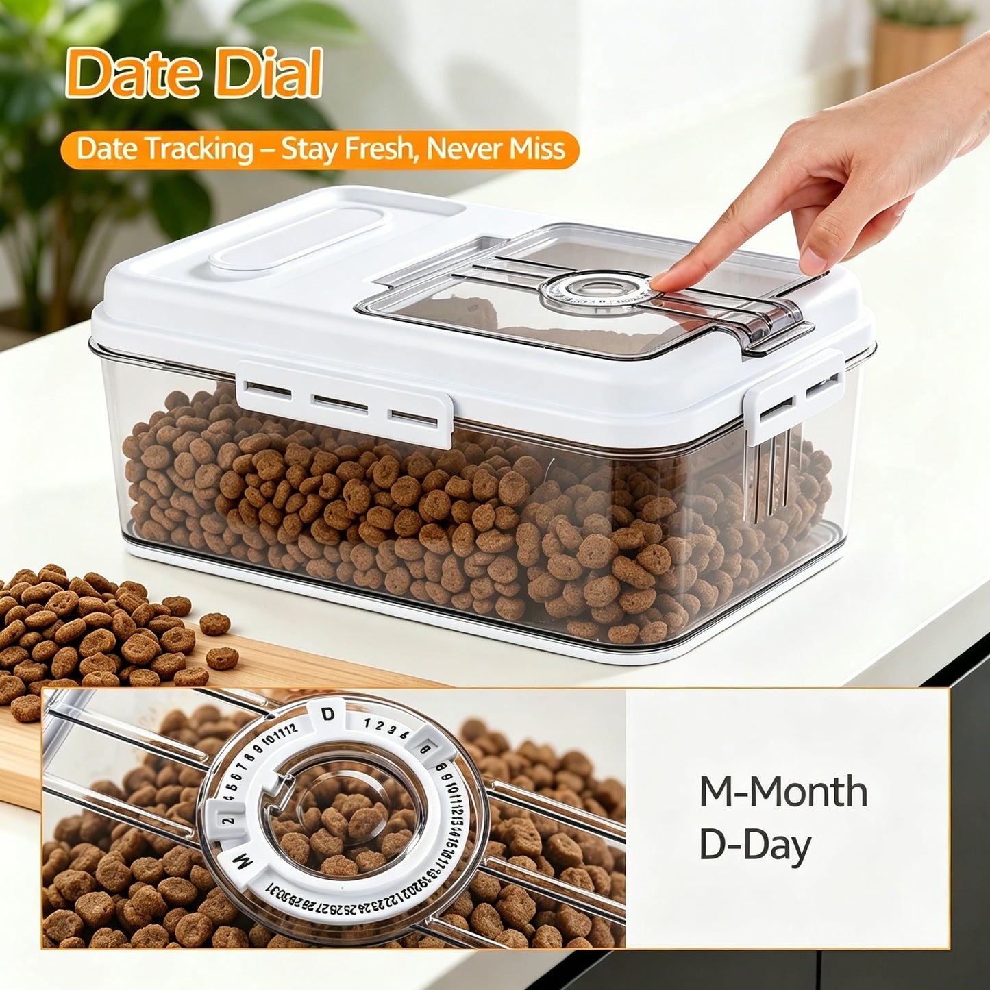 Dynta Dog Food Storage Container, 2 Pack, Airtight Seal for Freshness, Time Recording Bread Containers with Lidfor Freshness for Dog Cat, Rice, Flour