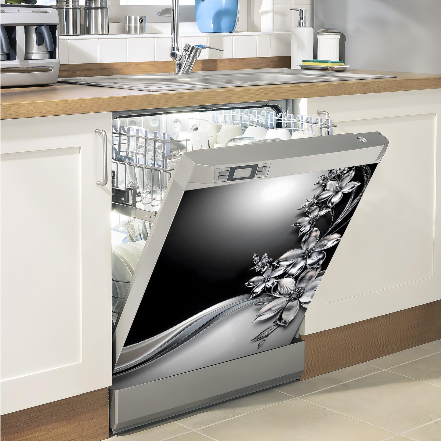 AOHMPT Dishwasher Magnet Sticker Cover Panel Decal Refrigerator Magnetic Sticker Decorative for Kitchen Decoration,Fridge Door Cover,Home Appliances Decor Stickers 23"x26"
