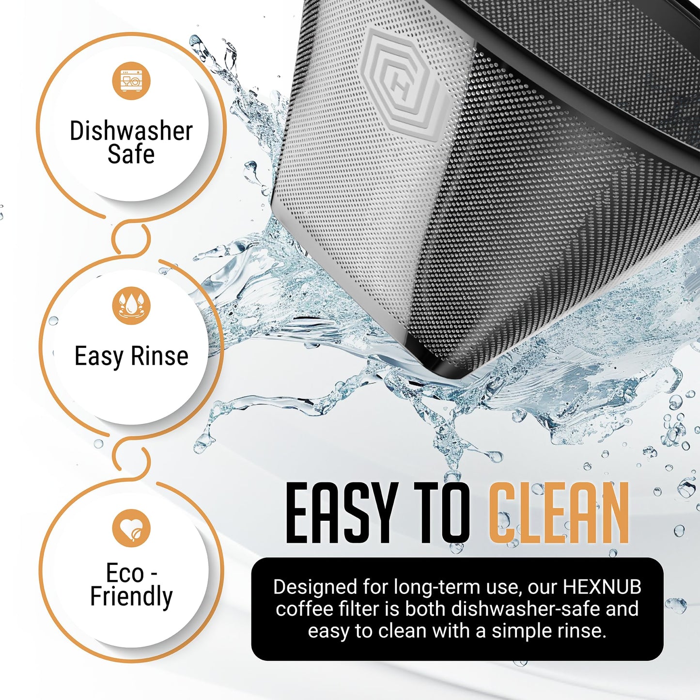 HEXNUB Reusable #4 Coffee Filter for Technivorm Moccamaster KBGV, KBT Coffee Machines, Durable Stainless Steel Mesh Metal Filter