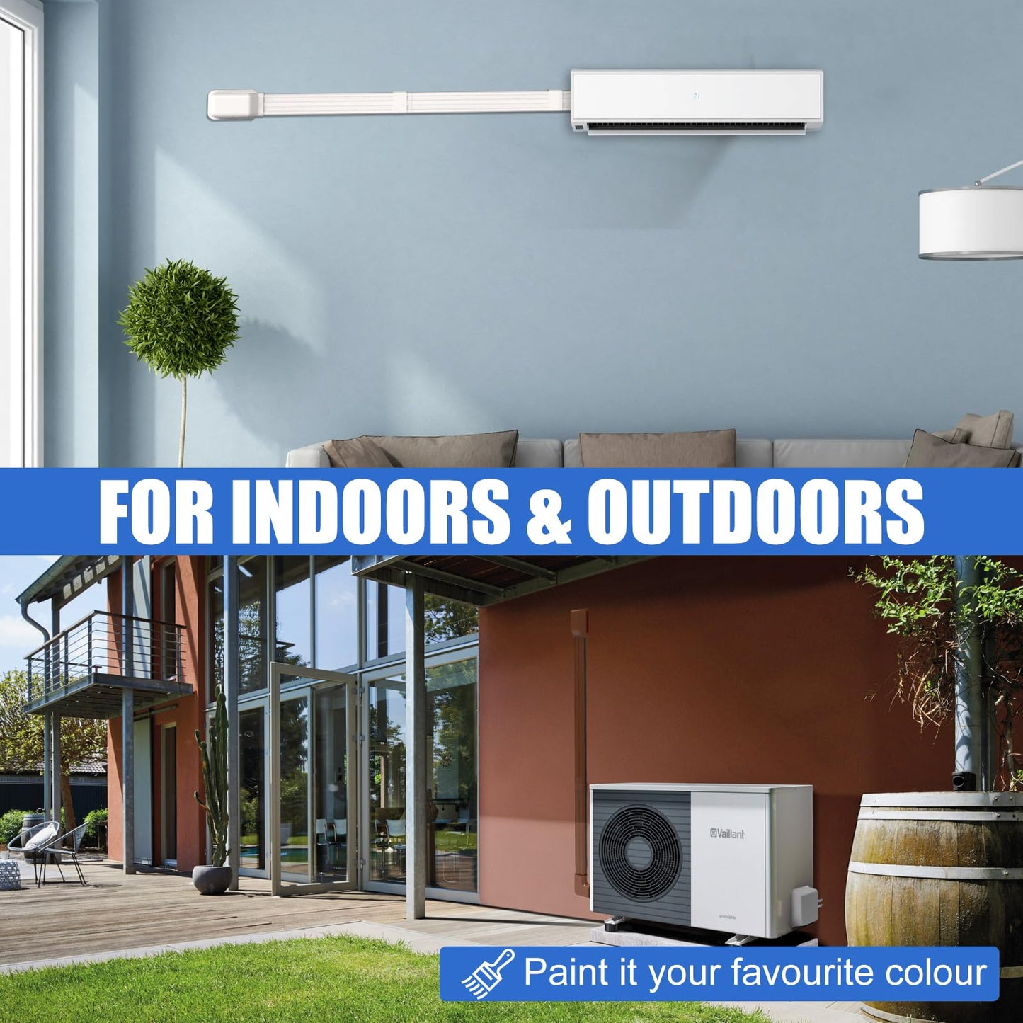 SUREPHON Mini Split Line Set Cover 4 Inch 13.5 Ft, Line Set Cover Kit for Mini Split with Flexible Duct, Universal DIY Paintable Decorative Cover for Minisplit Air Conditioner, HVAC and Heat Pump