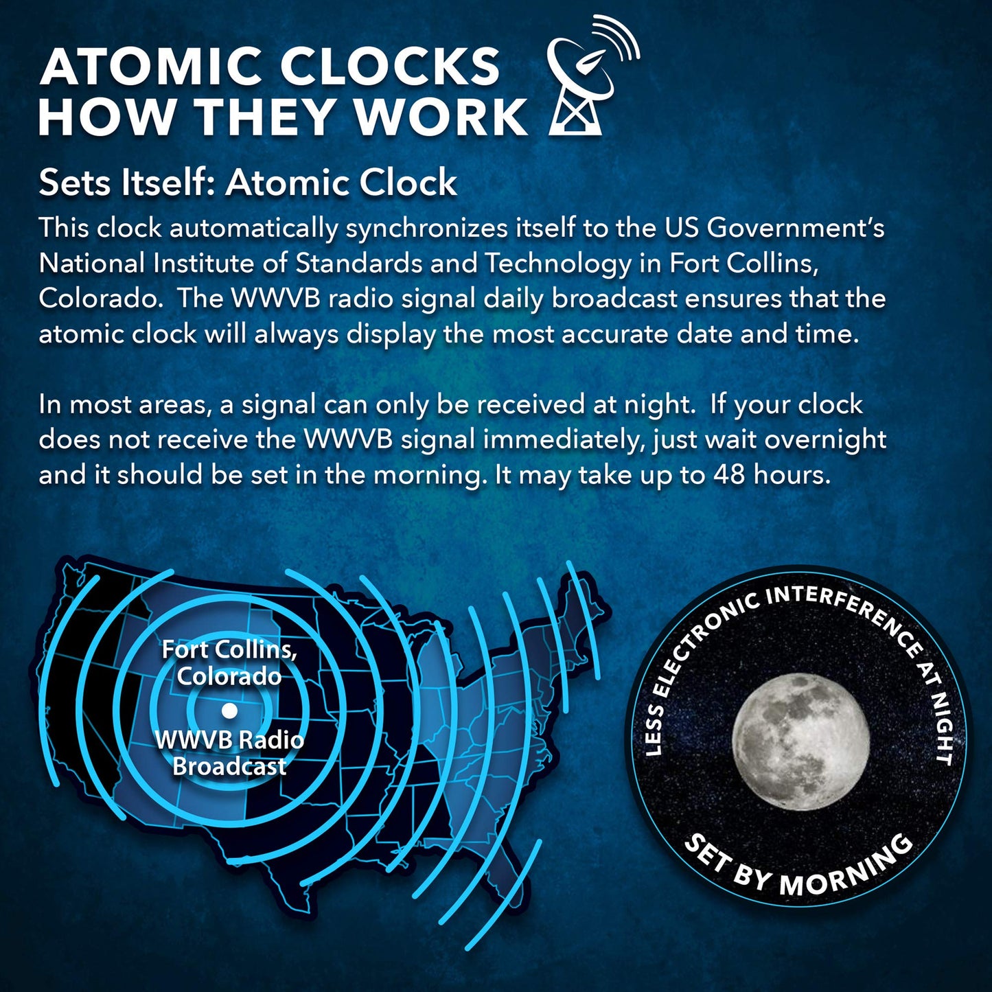 Sharp Atomic Clock – Never Needs Setting, Jumbo 3” Easy-Read Display, Indoor & Outdoor Temperature with Wireless Sensor, Large Digital Wall or Desk Clock, Battery Operated, Auto Atomic Time Sync