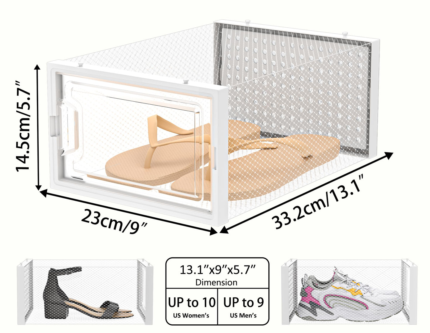 HOMIDEC Shoe Storage, 12 Pack Shoe Organizer for Closet, Shoe Boxes Clear Plastic Stackable Shoe Containers with Lids for Size 10