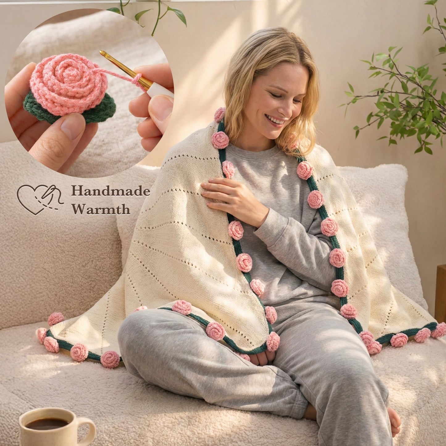 Care Package for Women, Self Care Gift, Mothers Day Gifts for Mom, Flower Bouquet Blanket, Thinking of You, Birthday Gifts, Get Well Soon